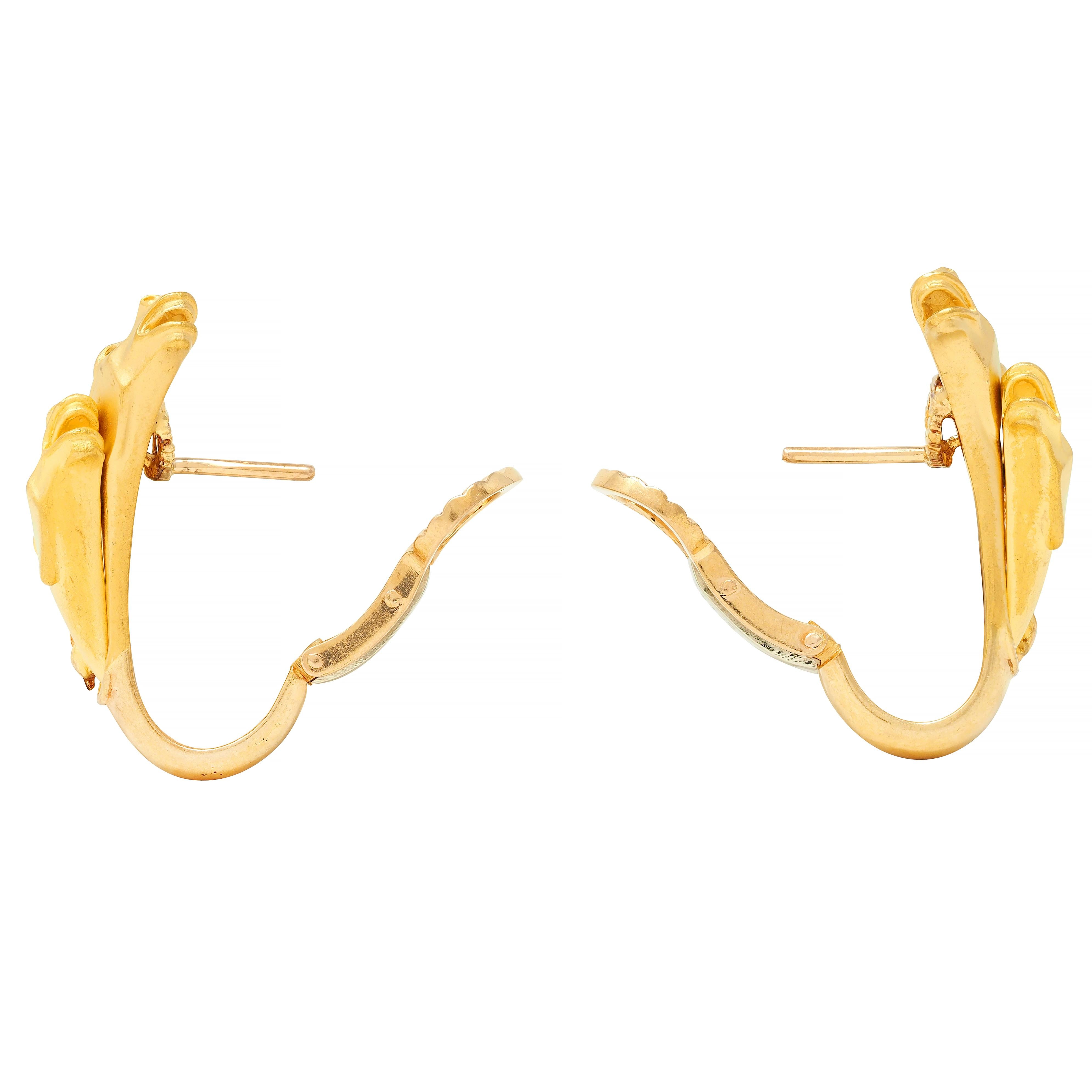 Carerra y Carerra Diamond 18 Karat Yellow Gold Ecuestre Horse Earrings