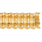 French 1950's 18 Karat Yellow Gold Vintage Twisted Rope Fanning Link Bracelet