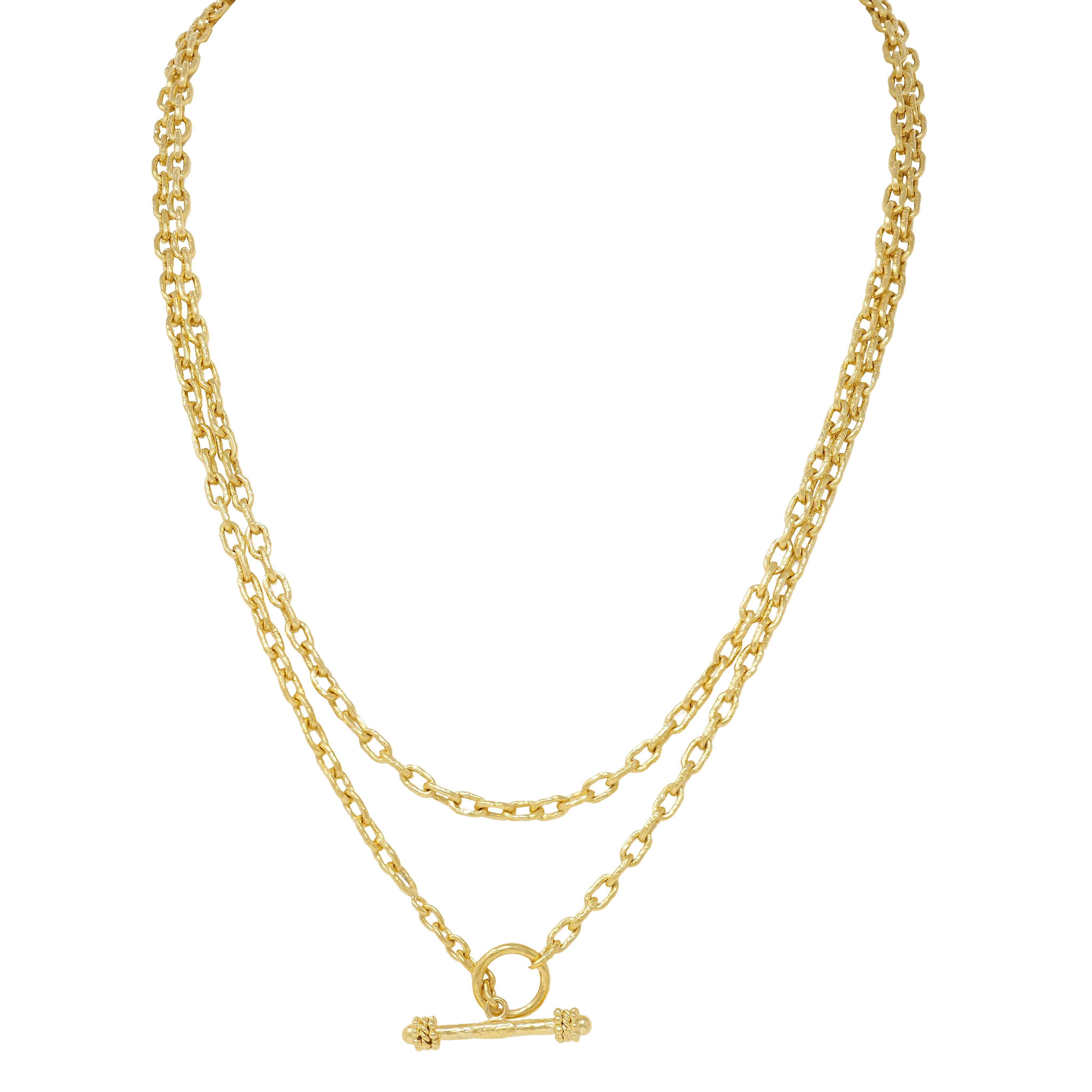 Elizabeth Locke Contemporary 19K Yellow Gold Hammered Cable Link Chain Necklace