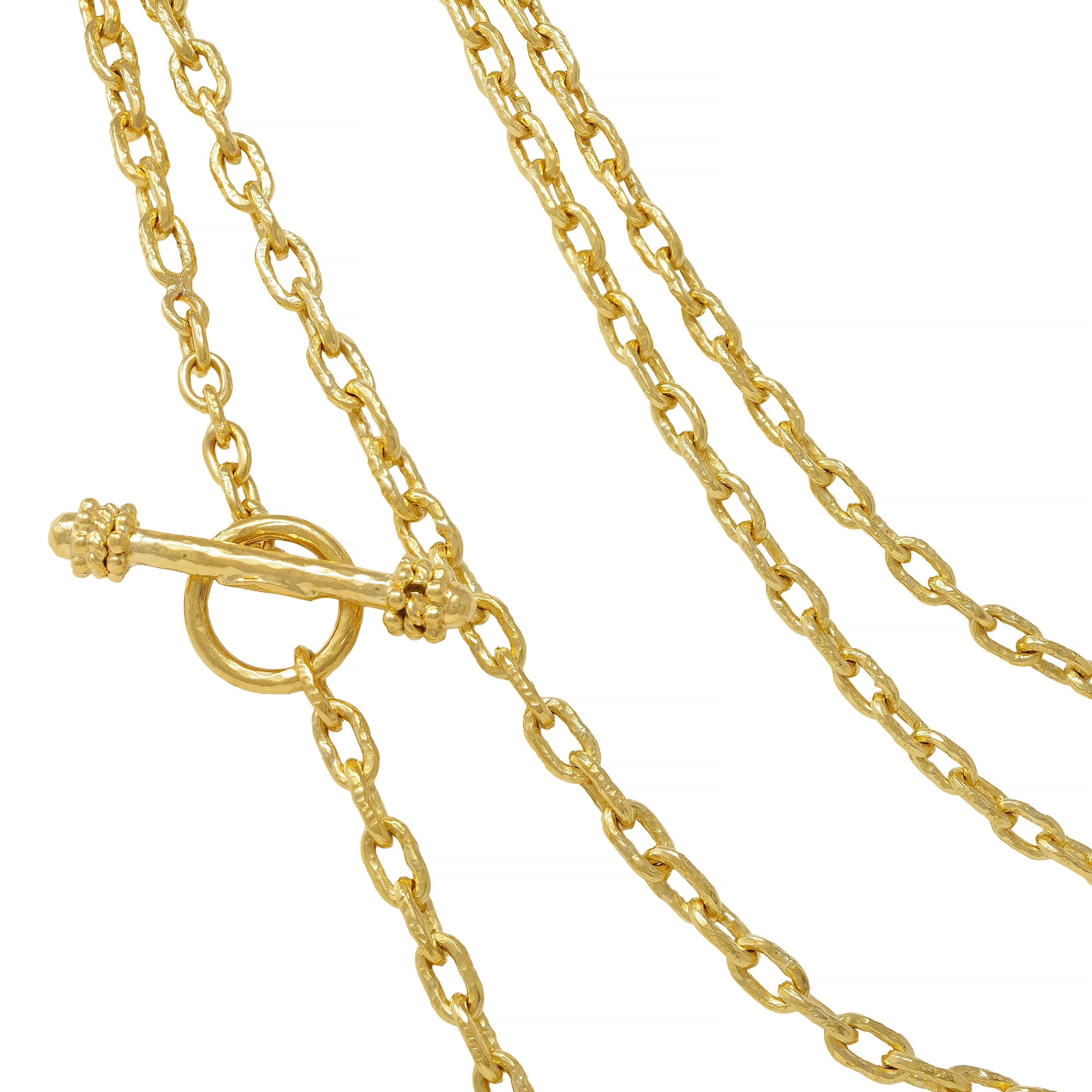 Elizabeth Locke Contemporary 19K Yellow Gold Hammered Cable Link Chain Necklace