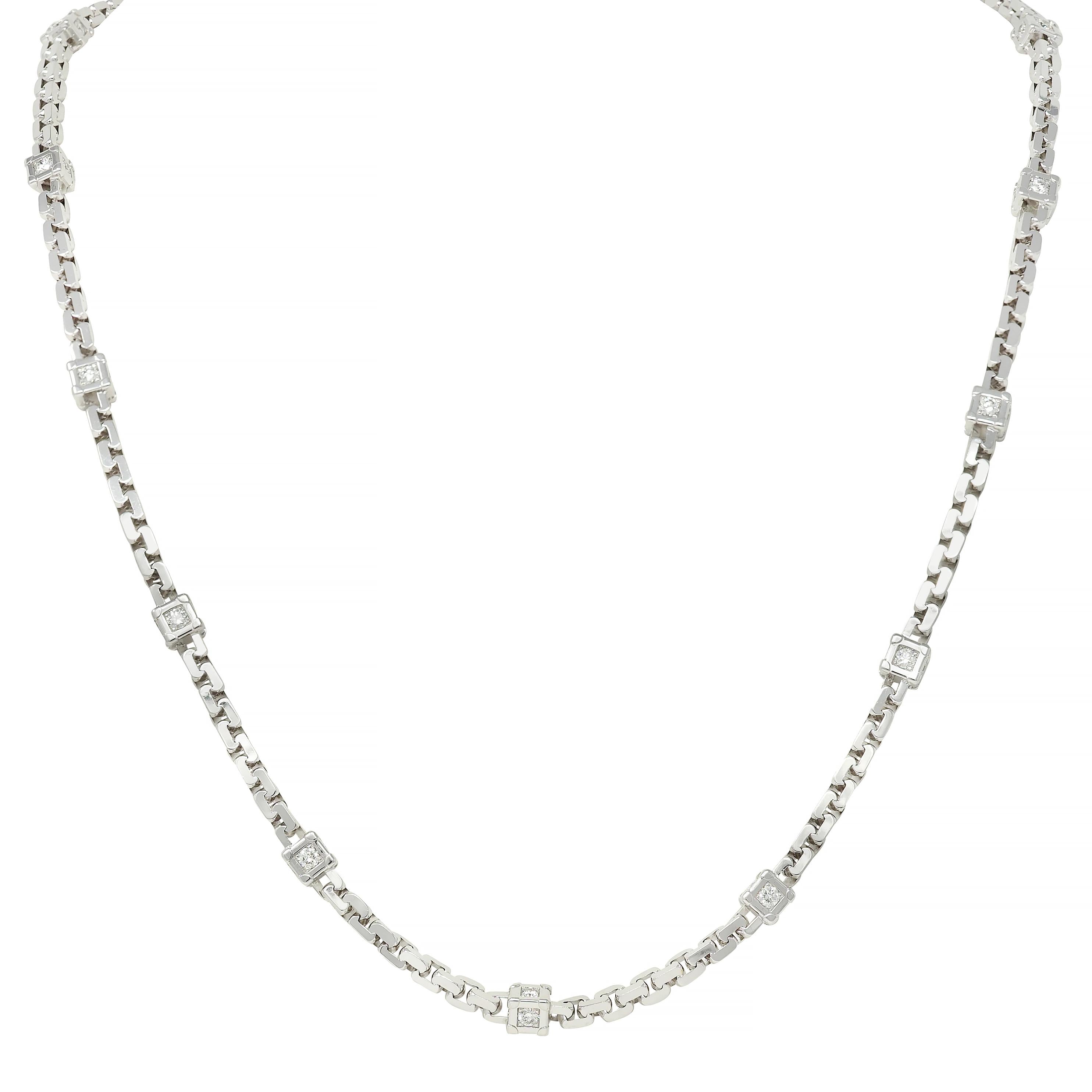 Louis Vuitton French Diamond 18K White Gold Les Gastons Trunk Unisex Necklace