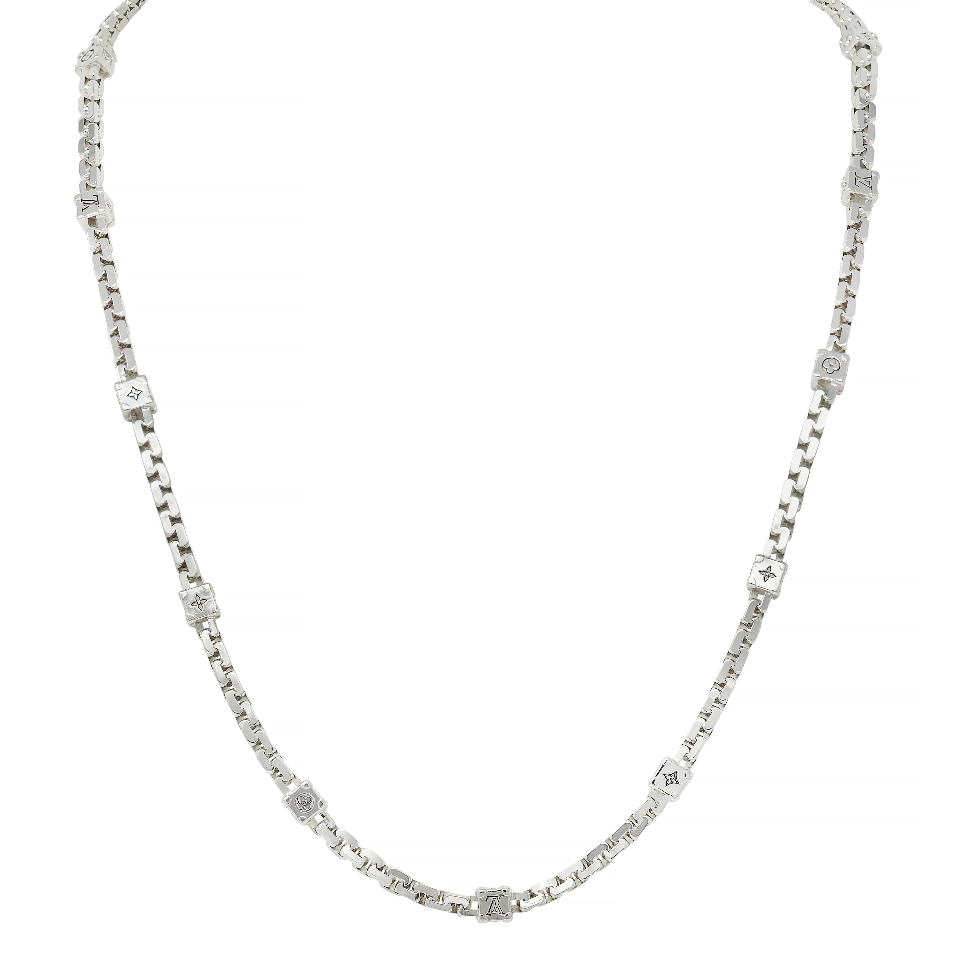 Louis Vuitton French Diamond 18K White Gold Les Gastons Trunk Unisex Necklace