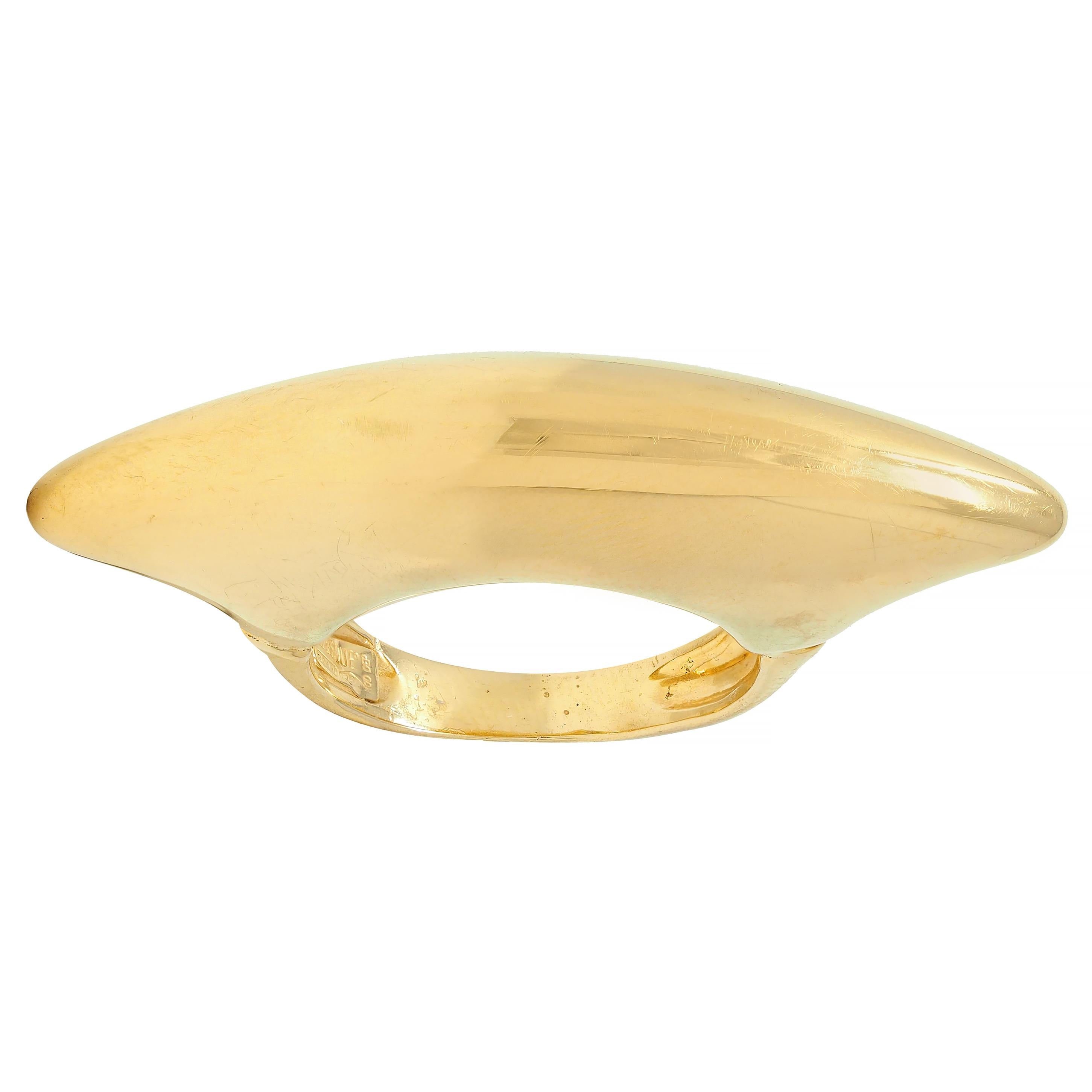 Effedue 1970s 18 Karat Yellow Gold Vintage Domed Bar Ring