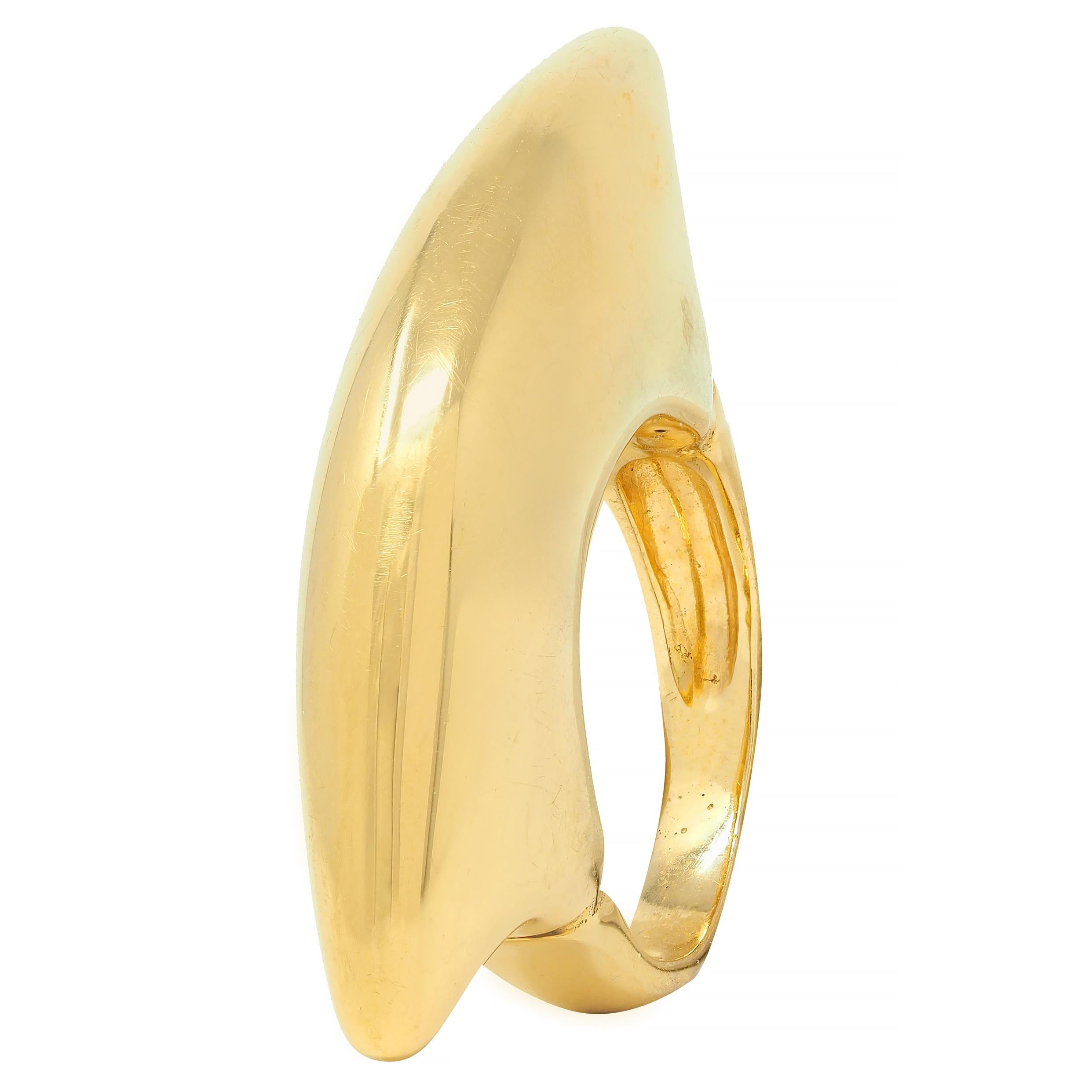 Effedue 1970s 18 Karat Yellow Gold Vintage Domed Bar Ring