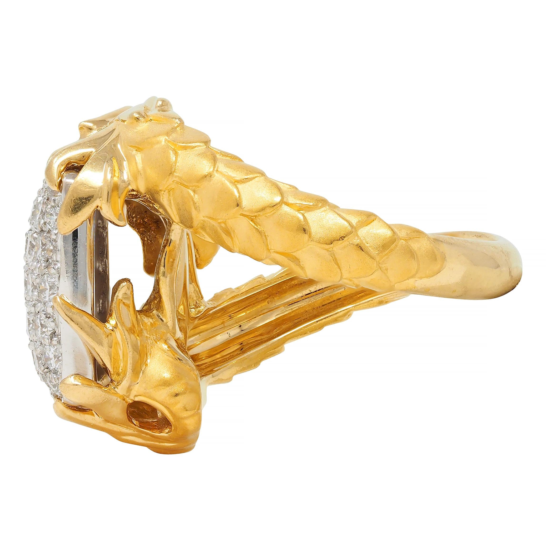 Carrera y Carrera 1.25 CTW Diamond 18 Karat Two-Tone Gold Pavé Dragon Ring