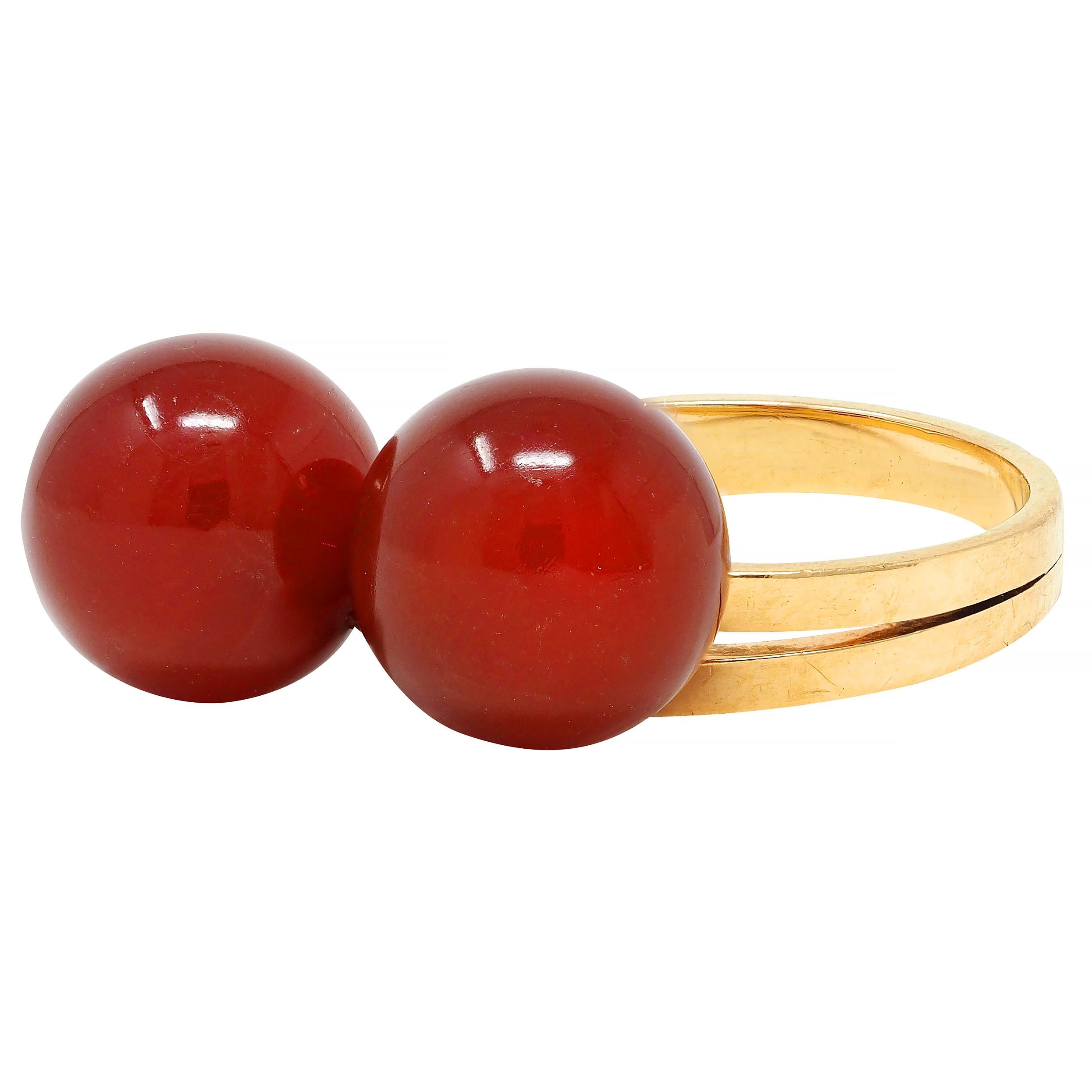 Cartier French 1960's Carnelian 18 Karat Yellow Gold Vintage Bauble Ring