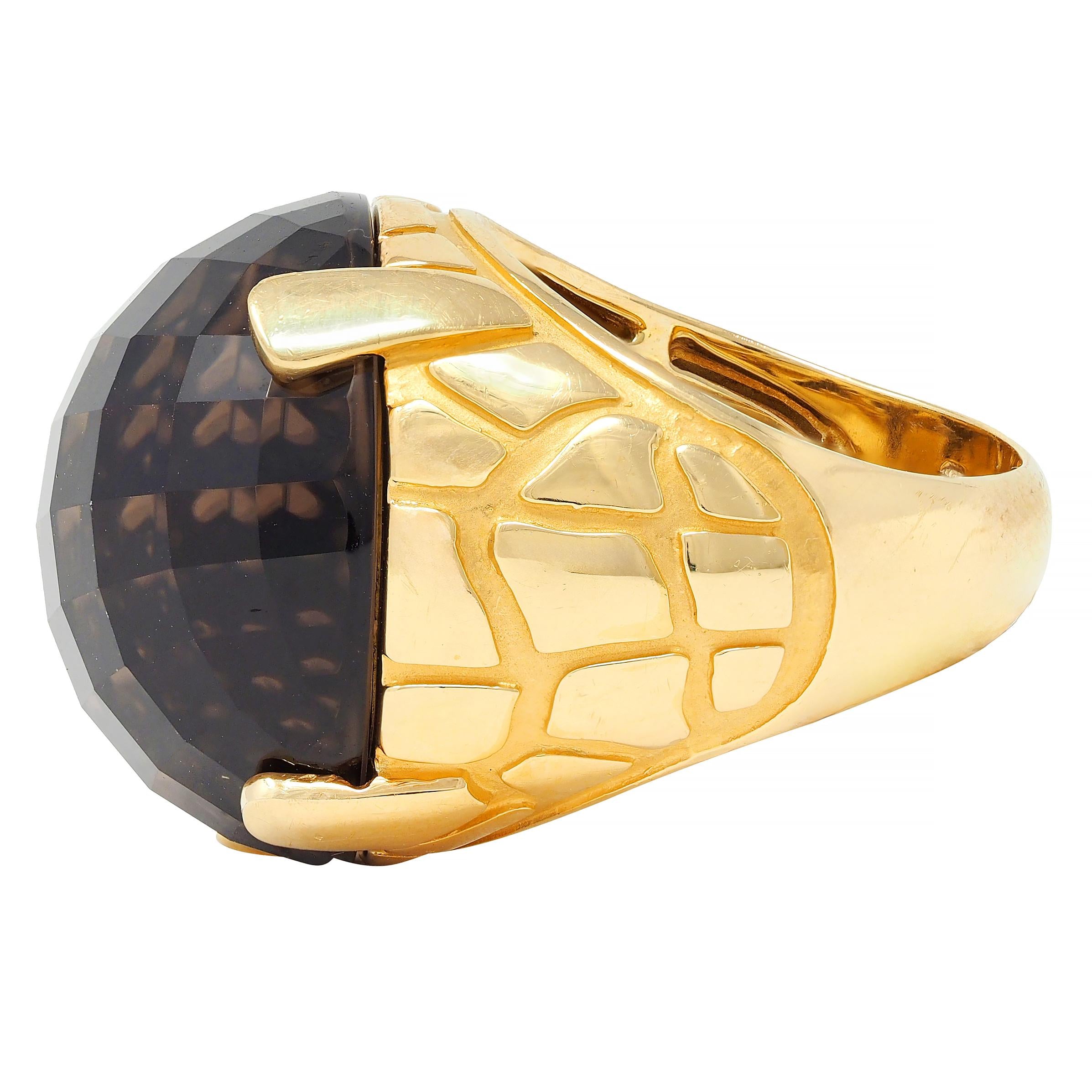 Carrera y Carrera Diamond Smoky Quartz 18 Karat Two-Tone Gold Giraffe Ring