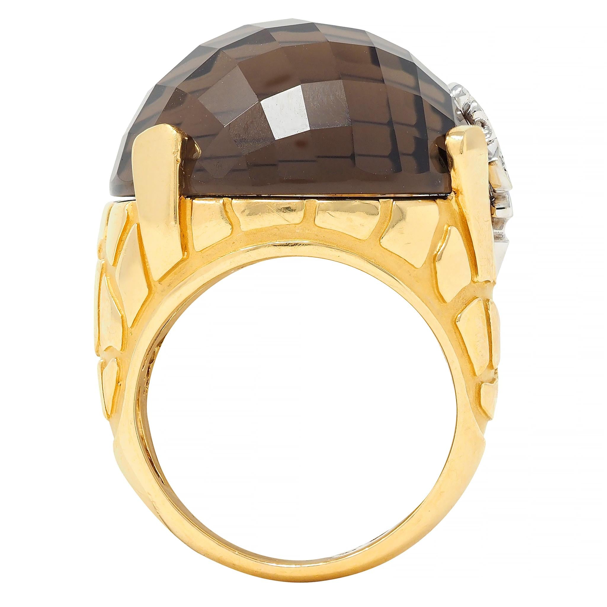 Carrera y Carrera Diamond Smoky Quartz 18 Karat Two-Tone Gold Giraffe Ring