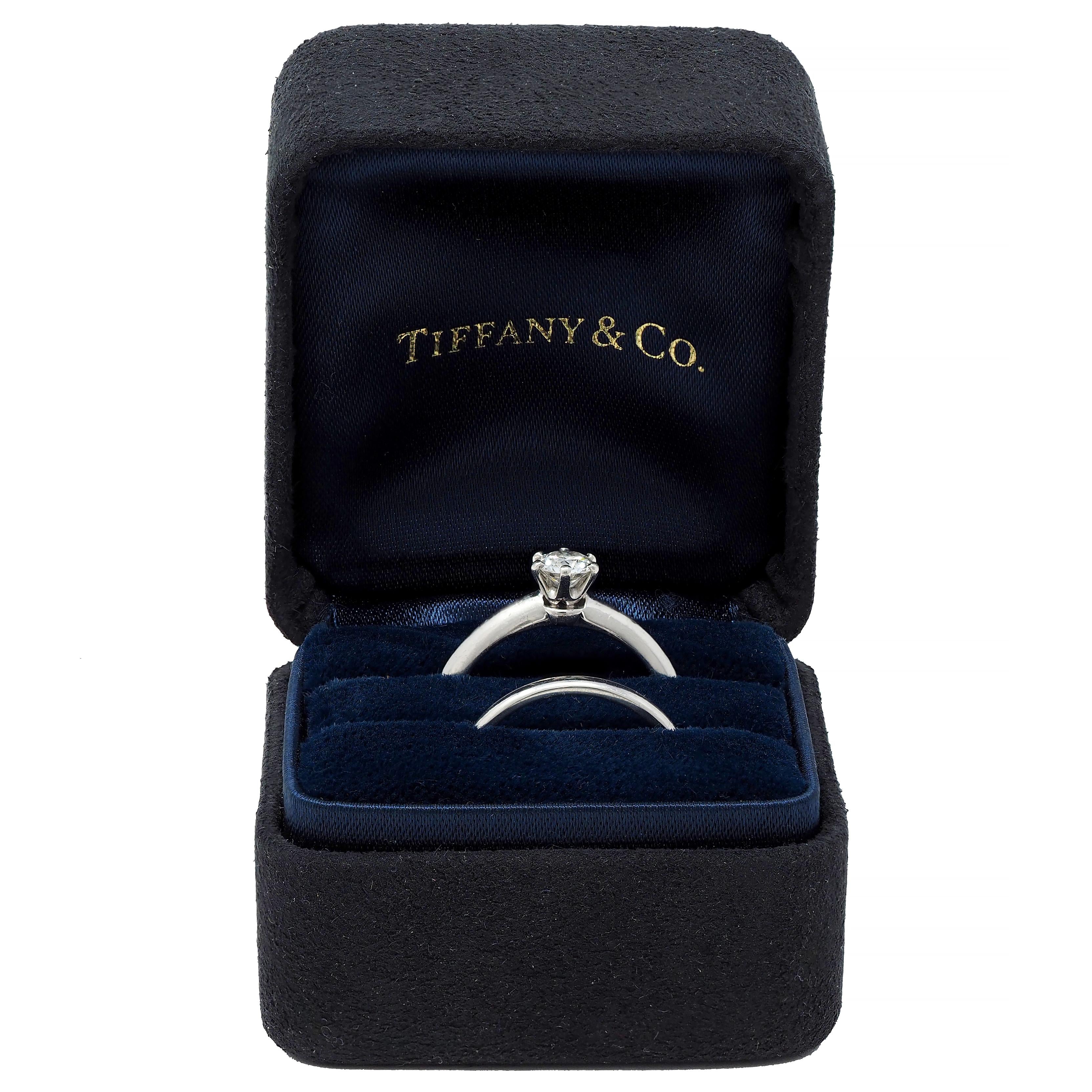 Tiffany & Co. 1999 0.39 CTW Diamond Platinum Vintage Engagement Ring & Band Set