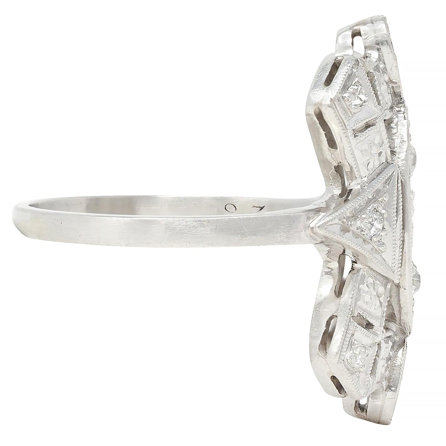 Art Deco Old European Diamond Platinum Vintage Geometric Dinner Ring