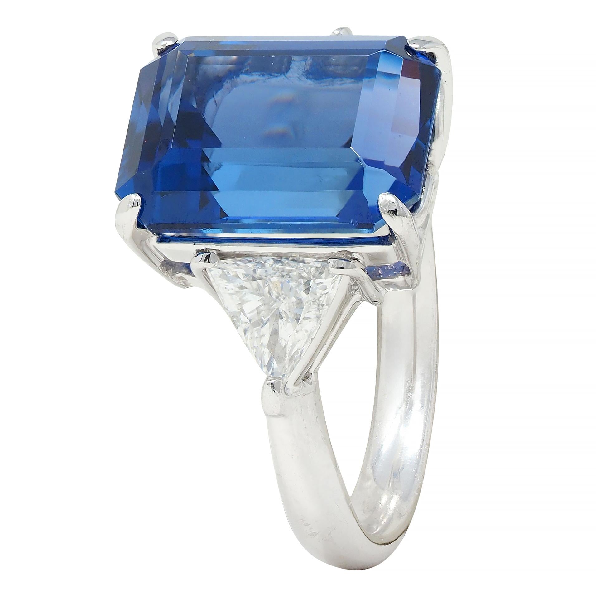 Contemporary 8.65 CTW Tanzanite Diamond Platinum Three Stone Ring