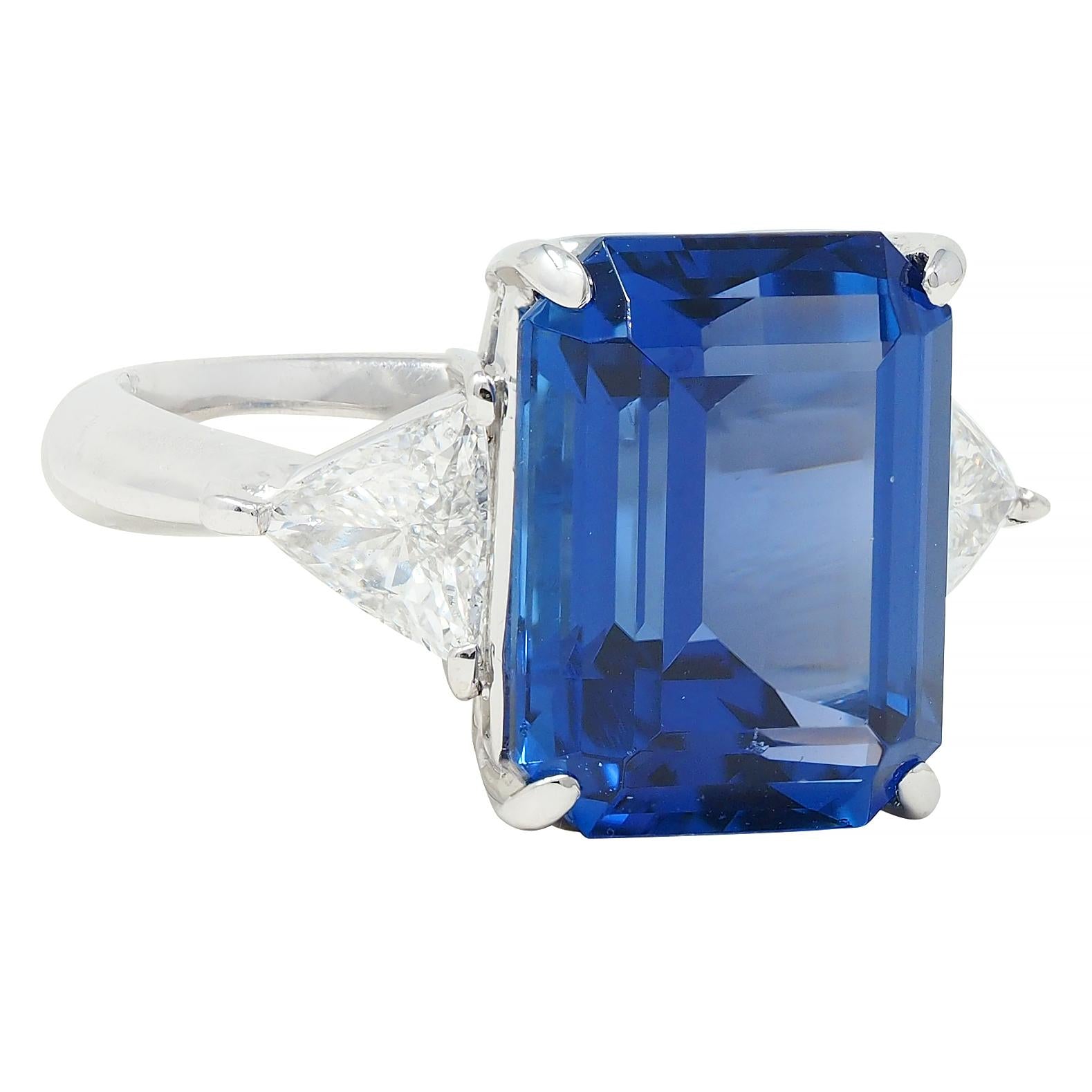 Contemporary 8.65 CTW Tanzanite Diamond Platinum Three Stone Ring