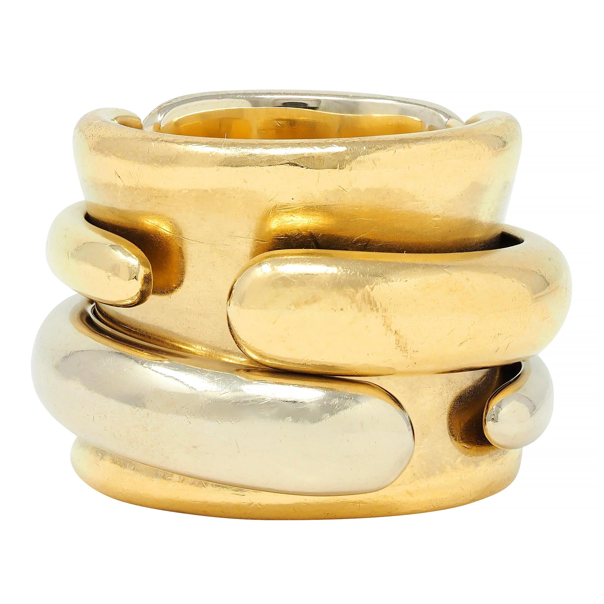 Pomellato 1990's 18 Karat Two-Tone Gold Vintage Spinning Tubolare Band Ring