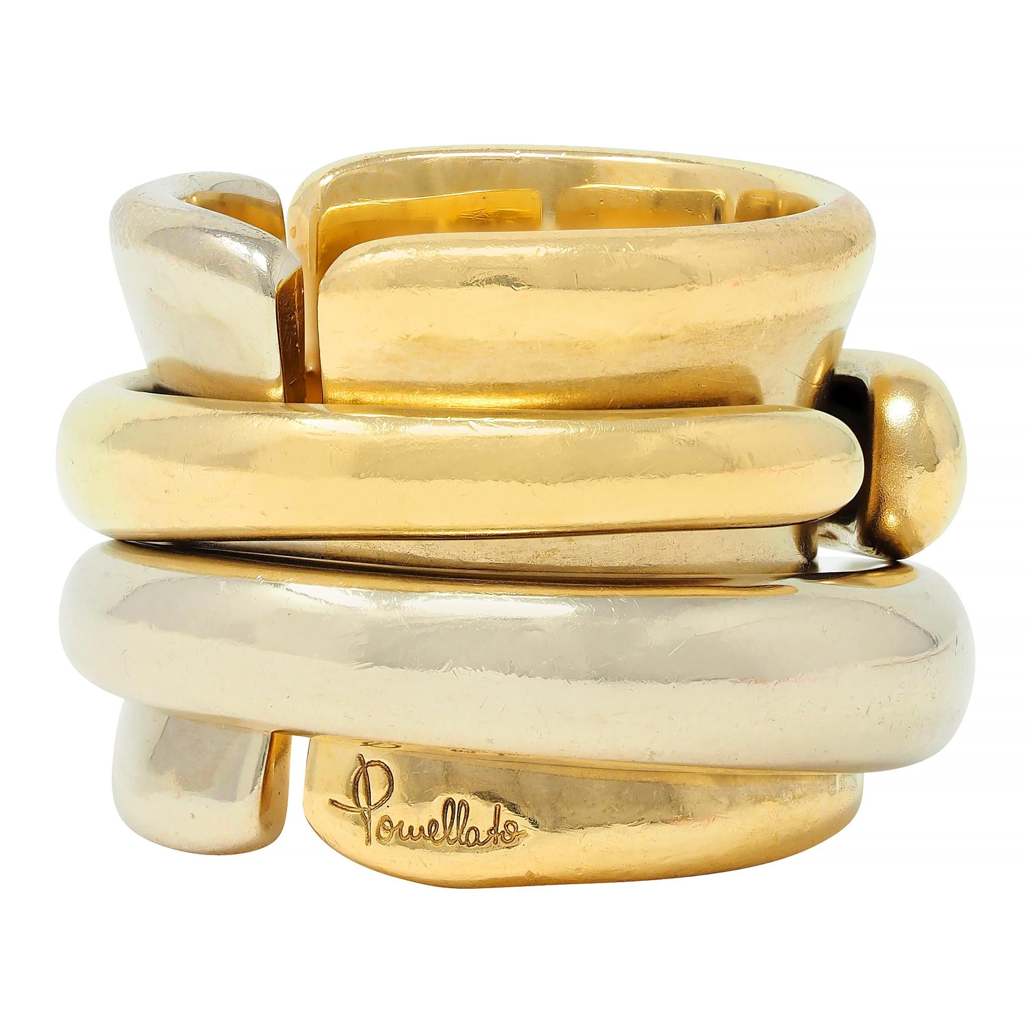 Pomellato 1990's 18 Karat Two-Tone Gold Vintage Spinning Tubolare Band Ring