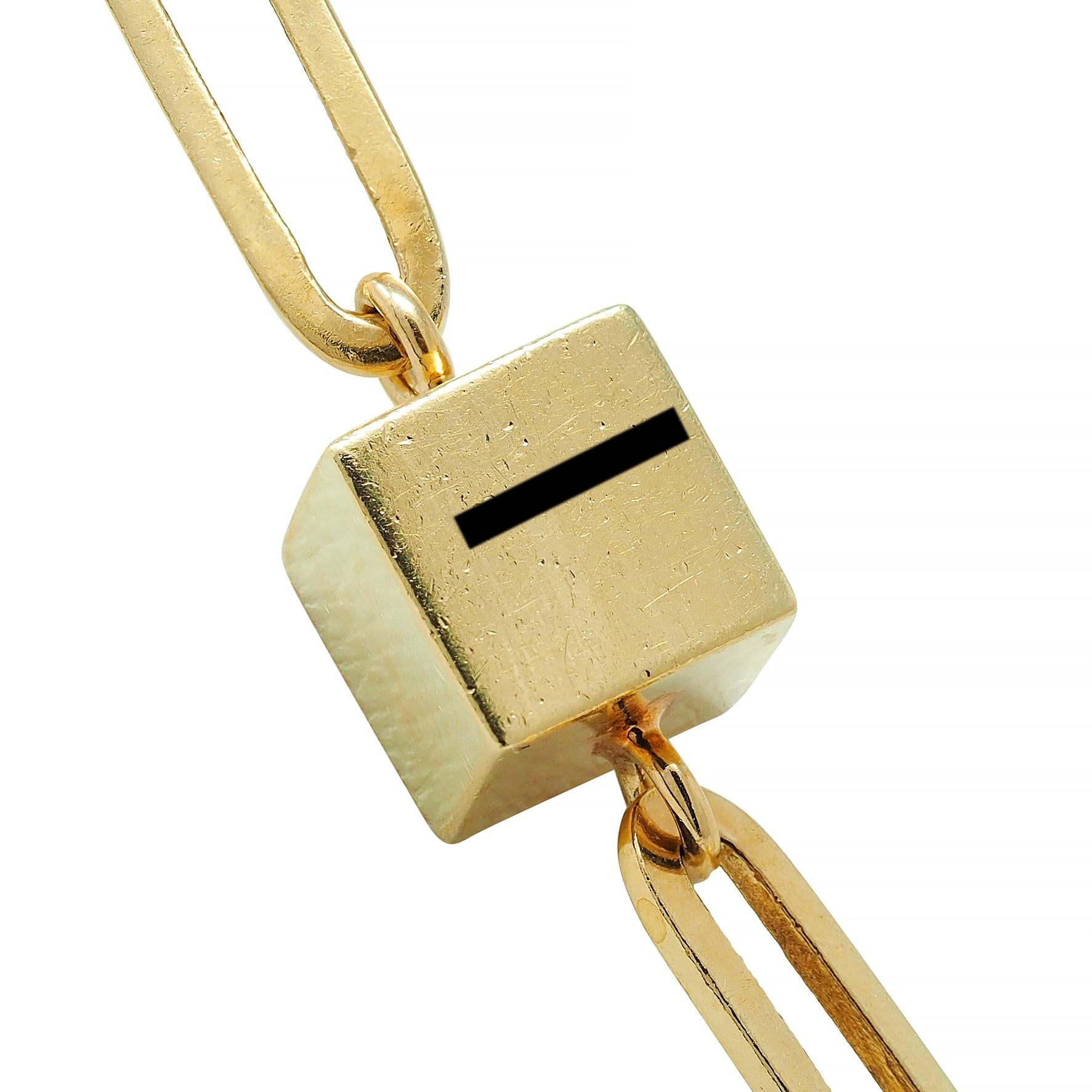 Cartier 1970's 18 Karat Yellow Gold Vintage Cube Paperclip Link Chain Necklace