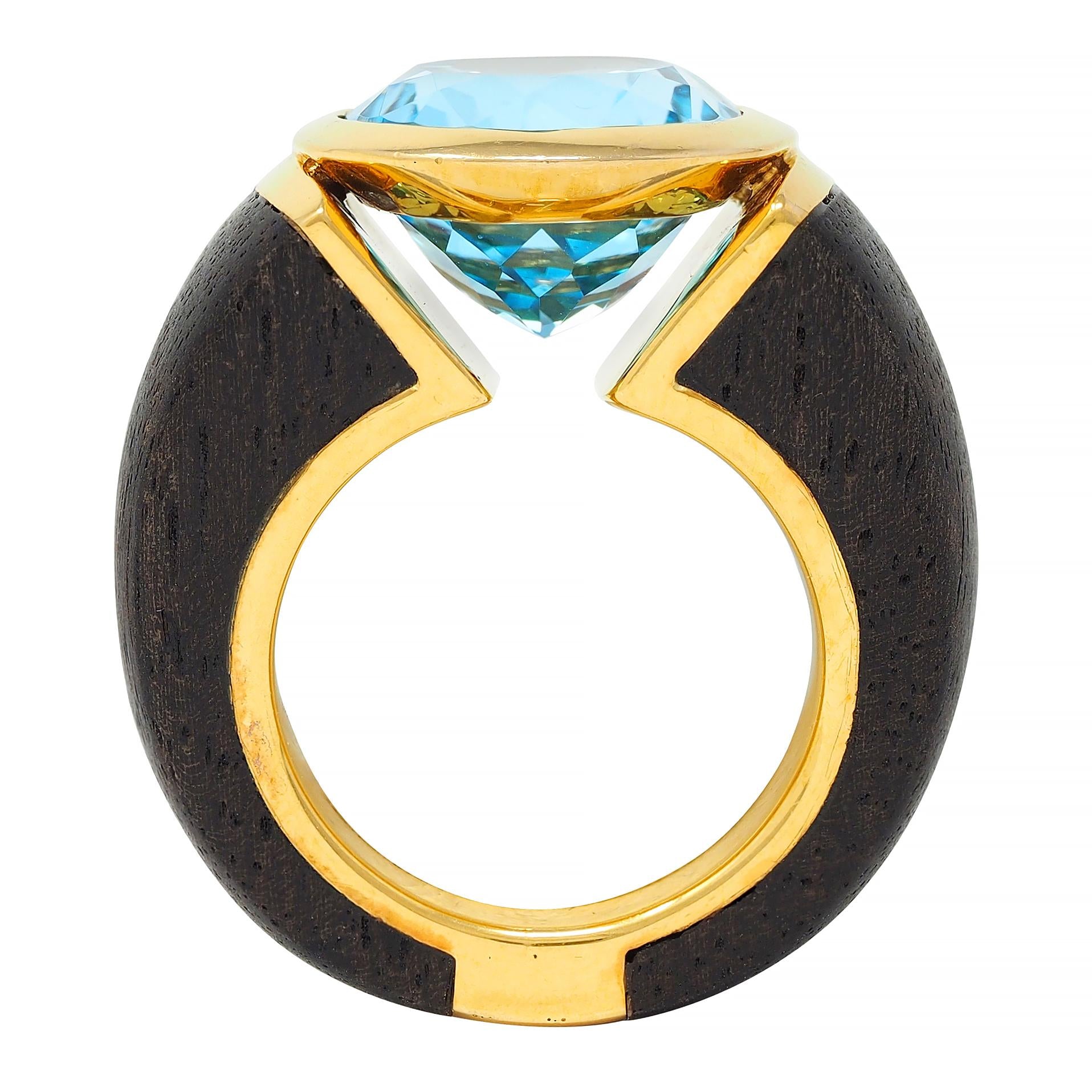 Lotus Arts de Vivre 11.95 CT Topaz Wood 18 Karat Gold Floating Cocktail Ring