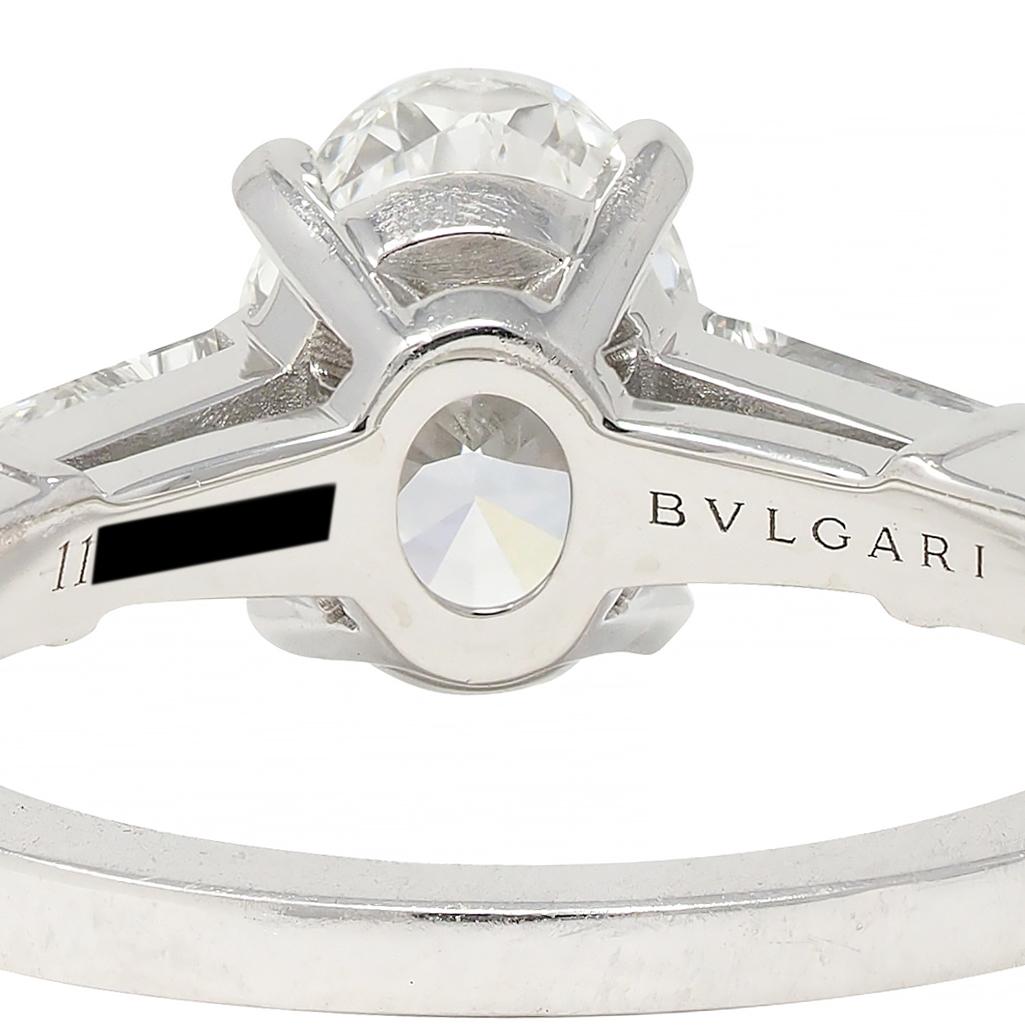 Bulgari 1.36 CTW Oval Cut Diamond Platinum Contemporary Engagement Ring GIA