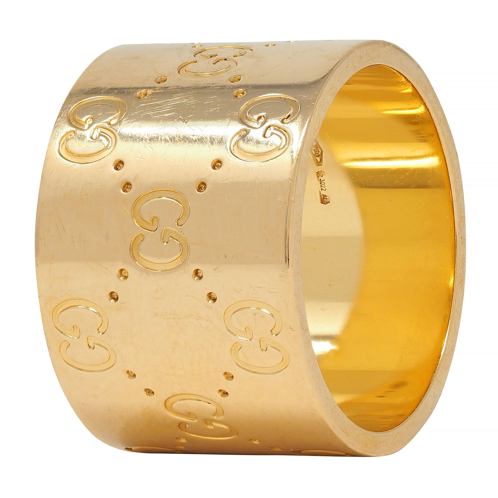 Gucci Contemporary 18 Karat Yellow Gold Icon Wide Band Ring