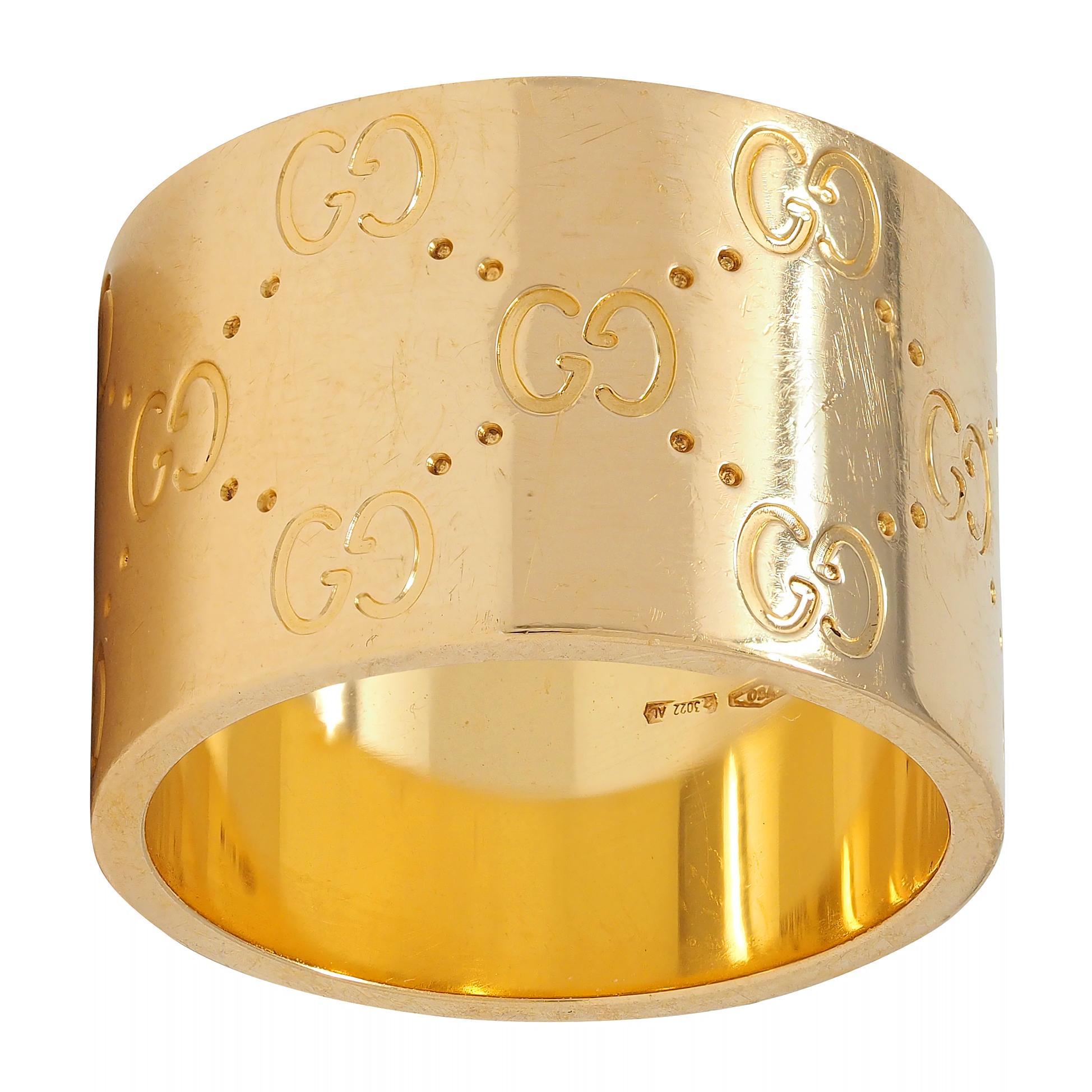 Gucci Contemporary 18 Karat Yellow Gold Icon Wide Band Ring