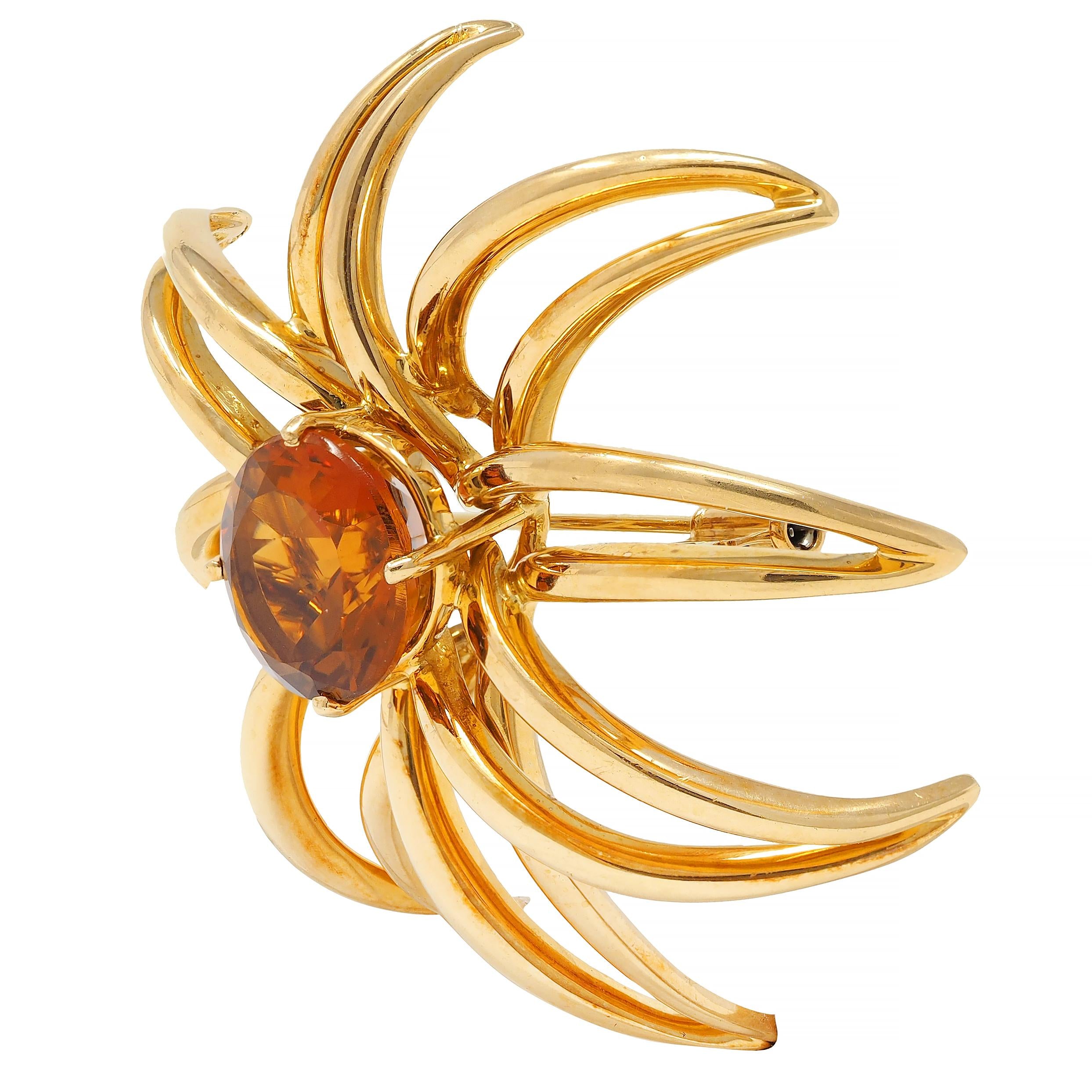 Tiffany & Co. 1994 Citrine 18 Karat Yellow Gold Vintage Fireworks Brooch