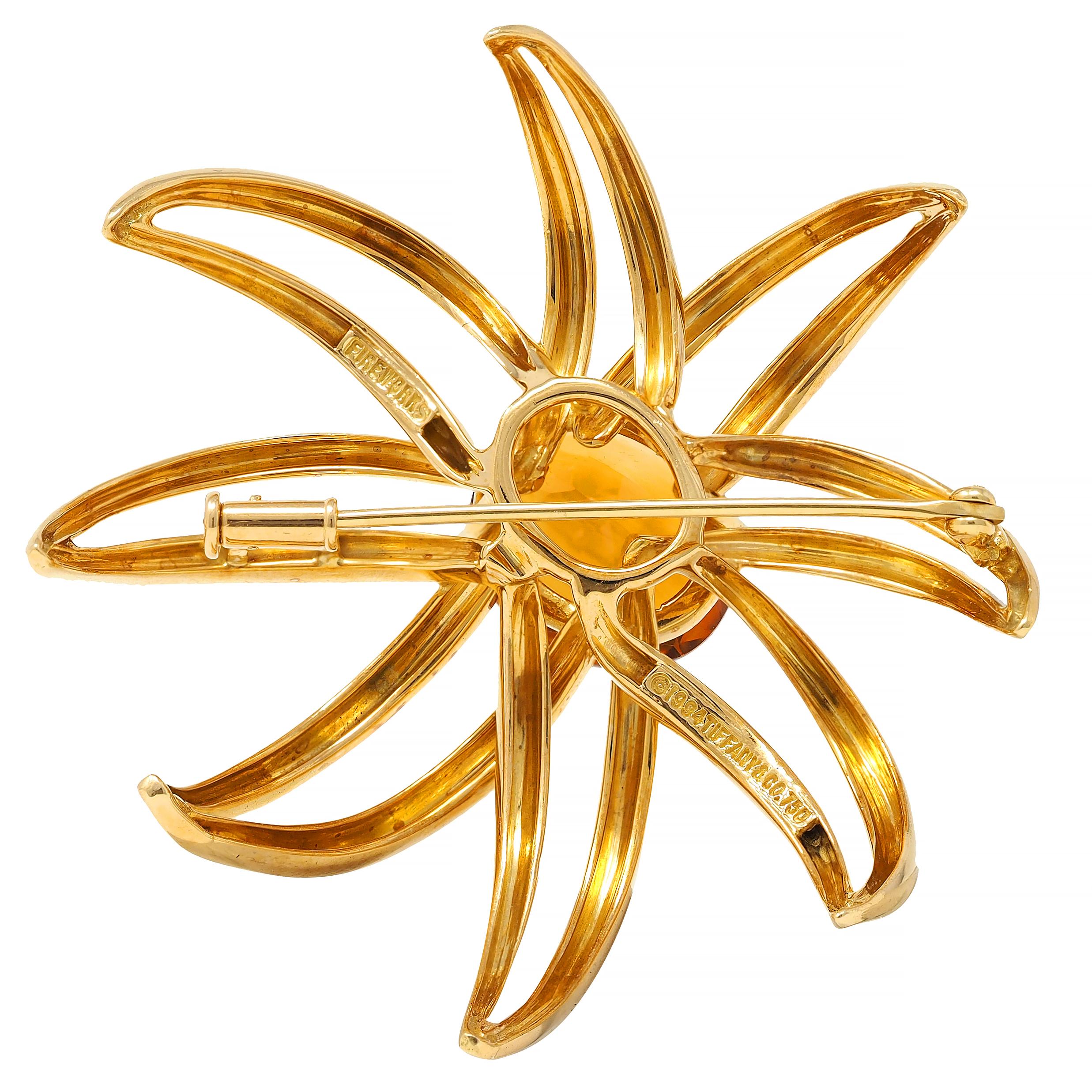 Tiffany & Co. 1994 Citrine 18 Karat Yellow Gold Vintage Fireworks Brooch