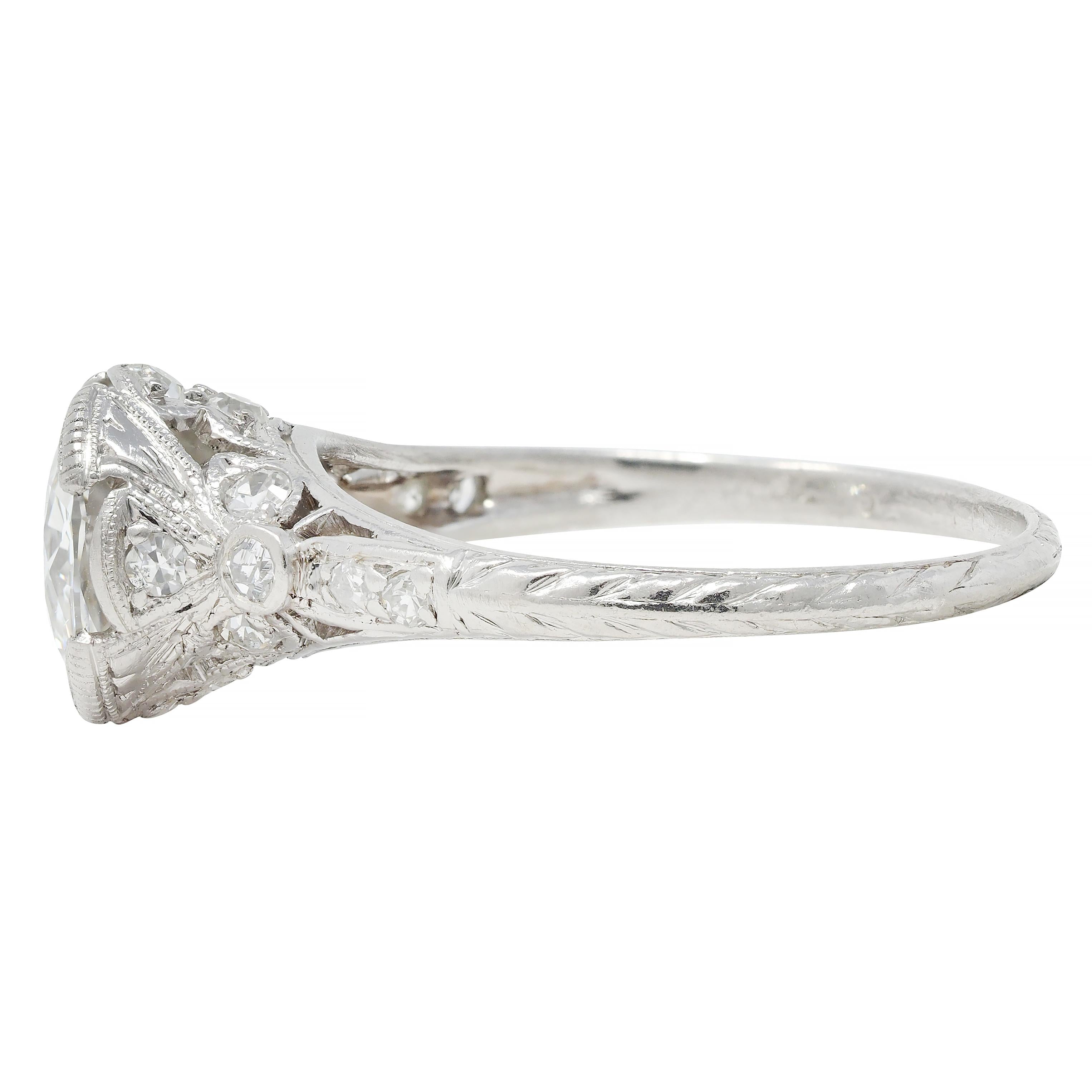 Belle Epoque 2.10 CTW European Diamond Platinum Antique Bow Engagement Ring GIA