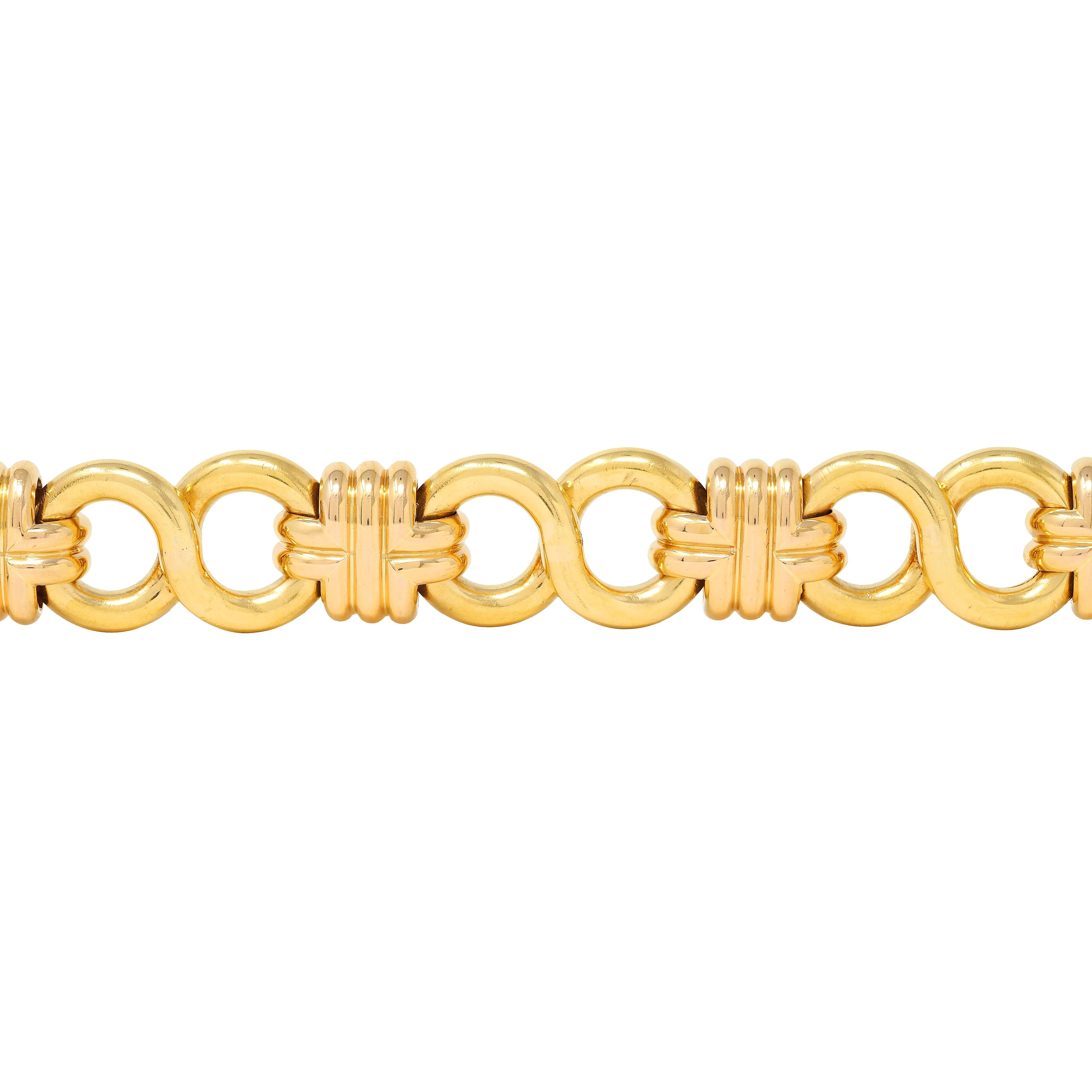 Black Starr & Frost 1980 18K Two-Tone Gold Vintage Infinity Link Chain Bracelet