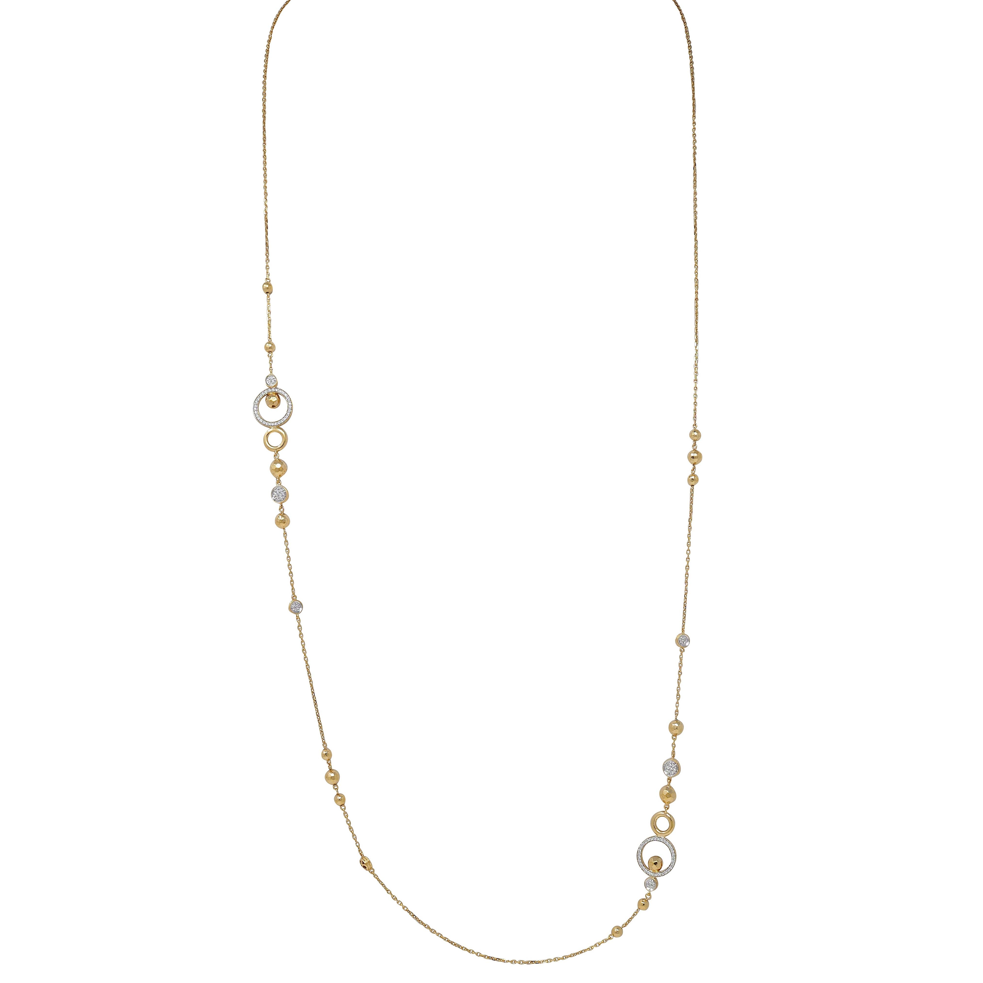 John Hardy Contemporary Diamond 18 Karat Two-Tone Gold Station Chain Necklace