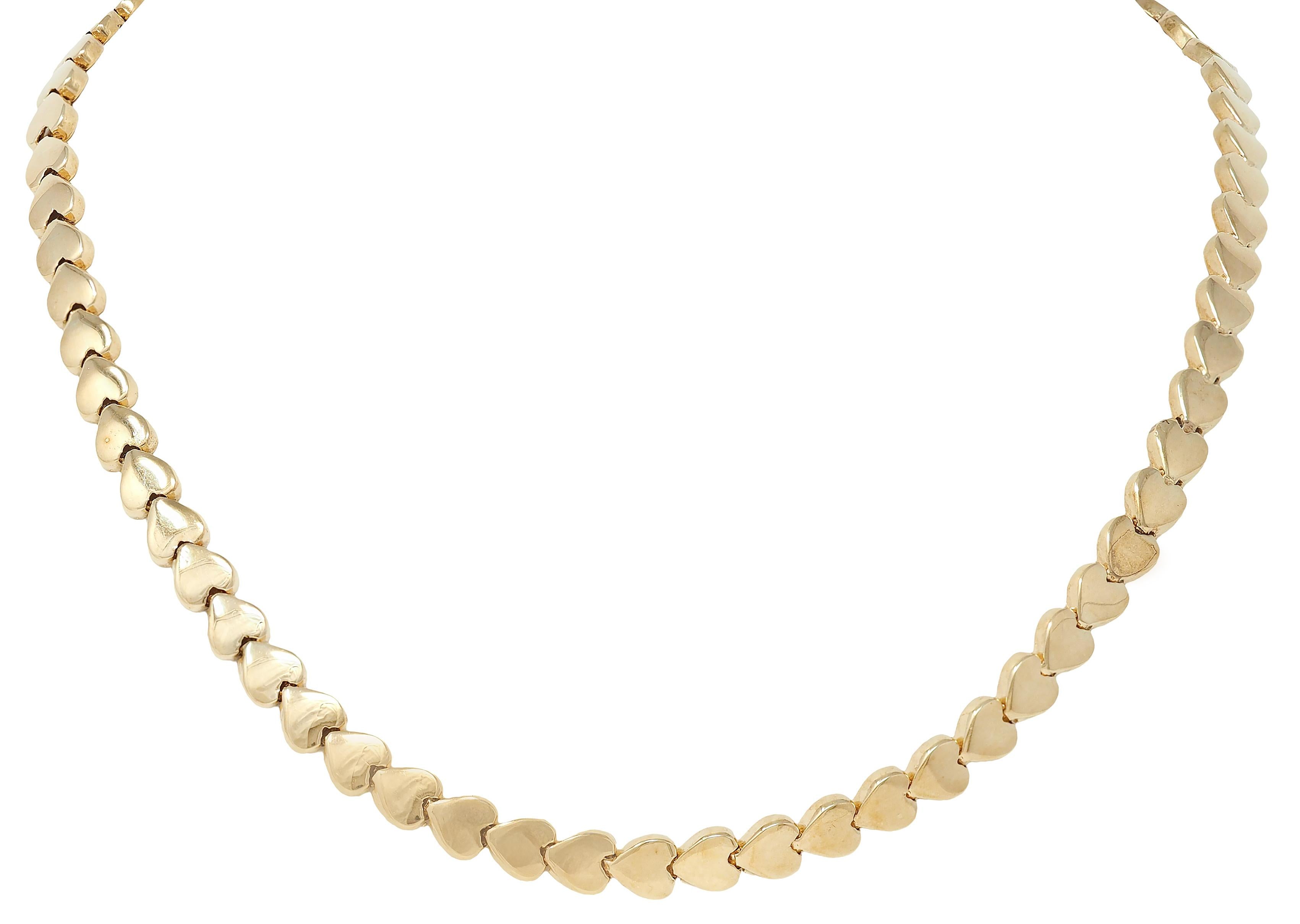 2000's 14 Karat Yellow Gold Heart Link Chain Necklace