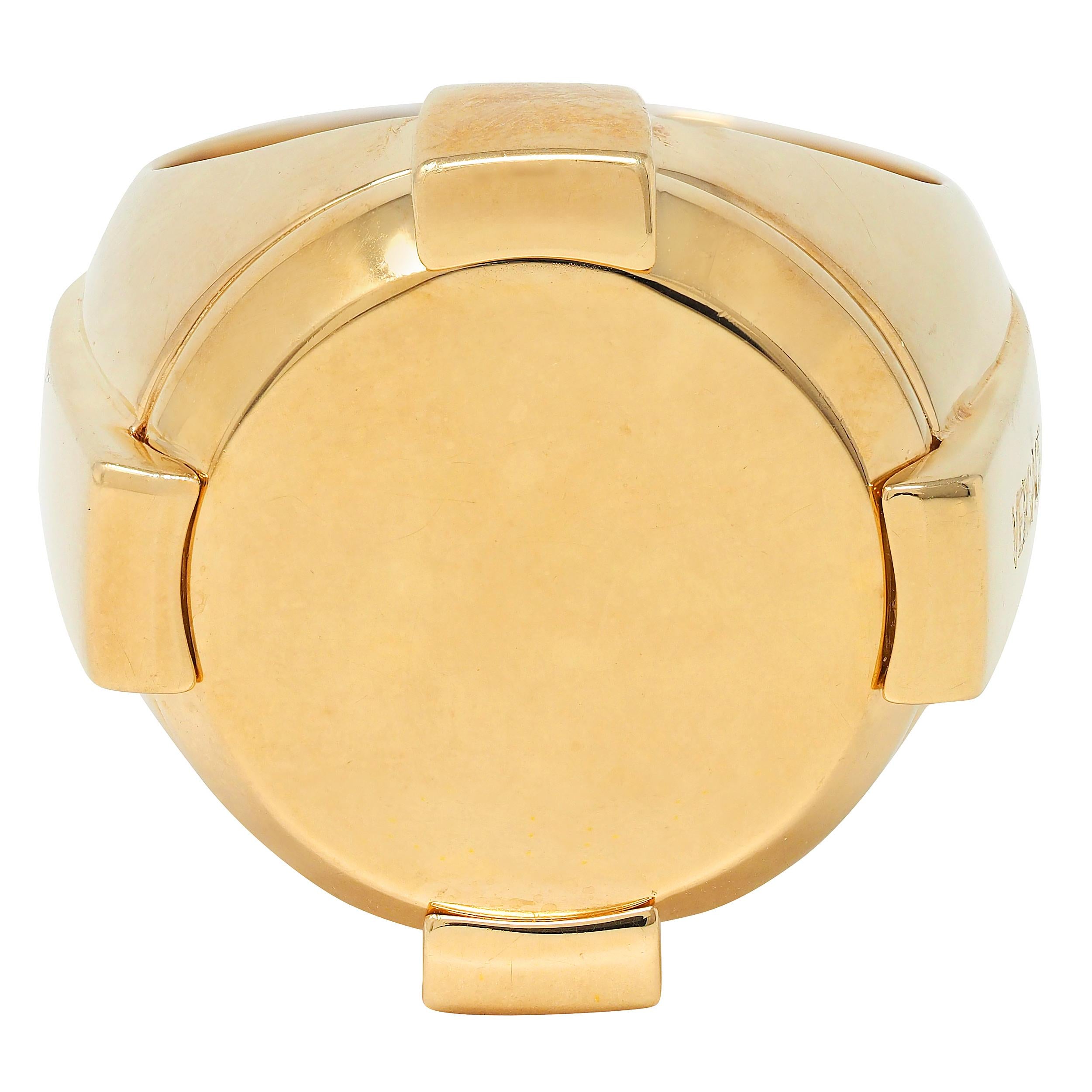 Versace 2000's 18 Karat Yellow Gold Unisex Tablet Signet Ring