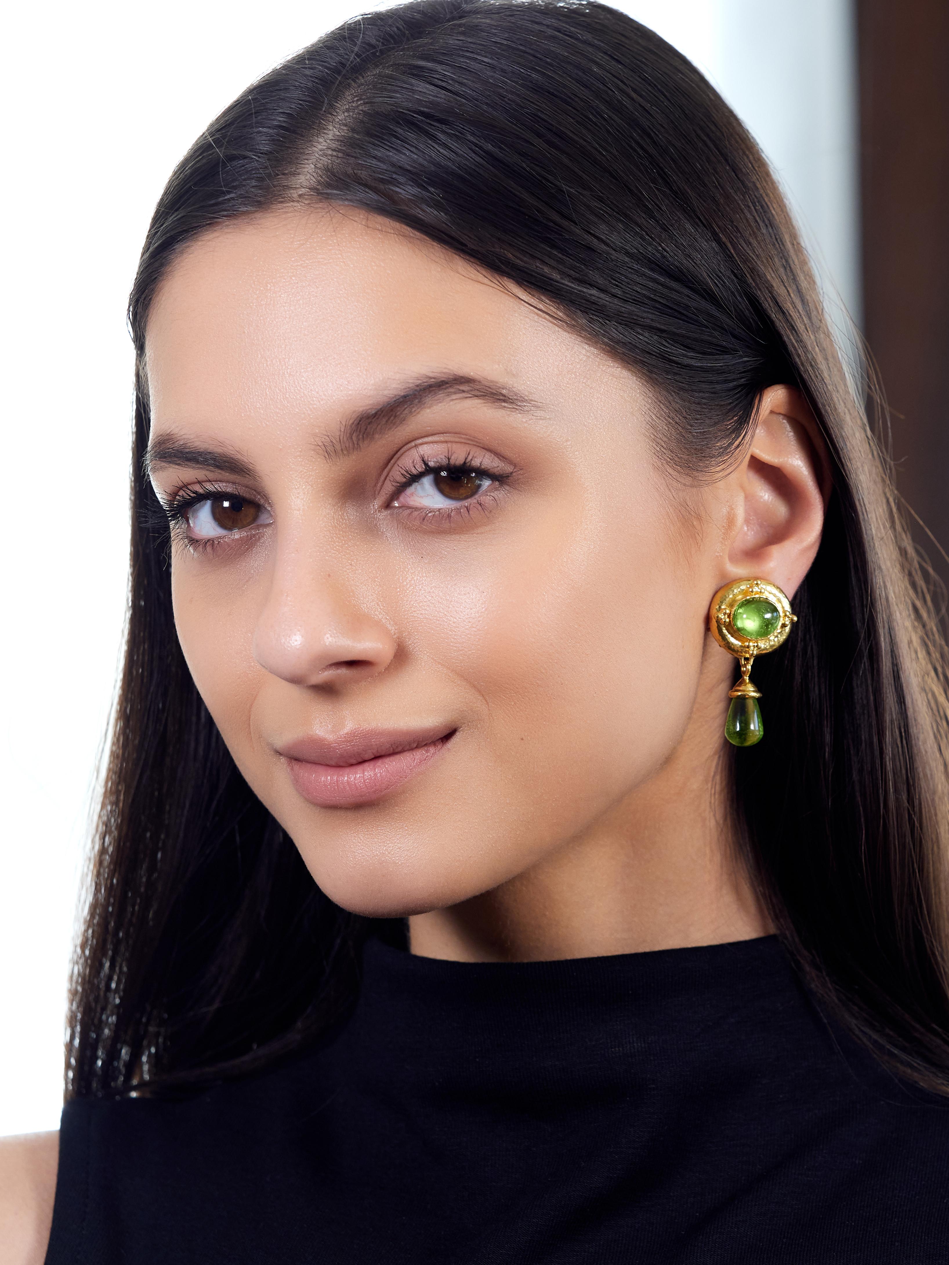 Elizabeth Locke Contemporary Peridot 19K Yellow Gold Day-To-Night Drop Earrings