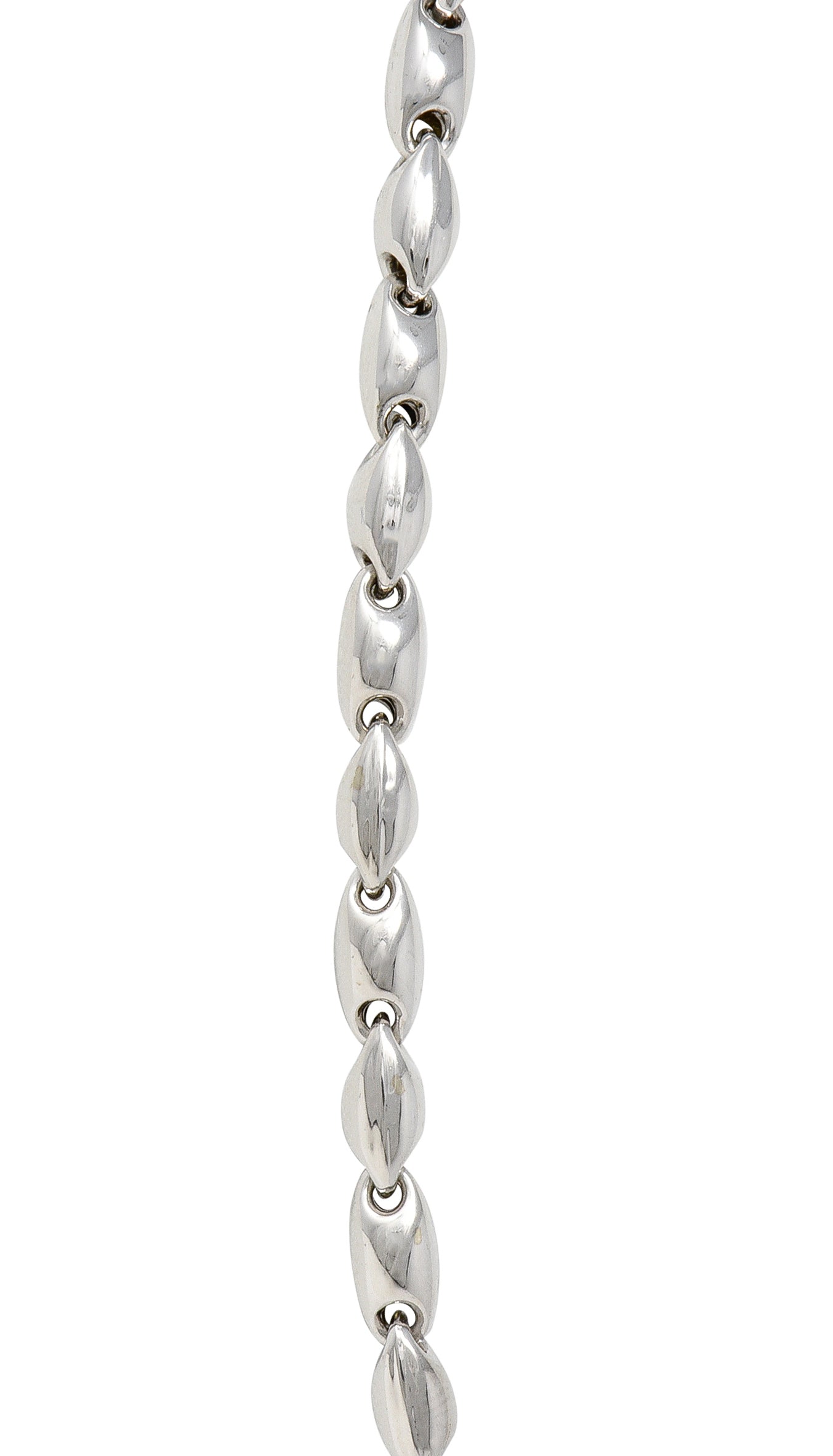 Chimento 1990's 18 Karat White Gold Puffed Mariner Link Vintage Chain Necklace Wilson's Estate Jewelry