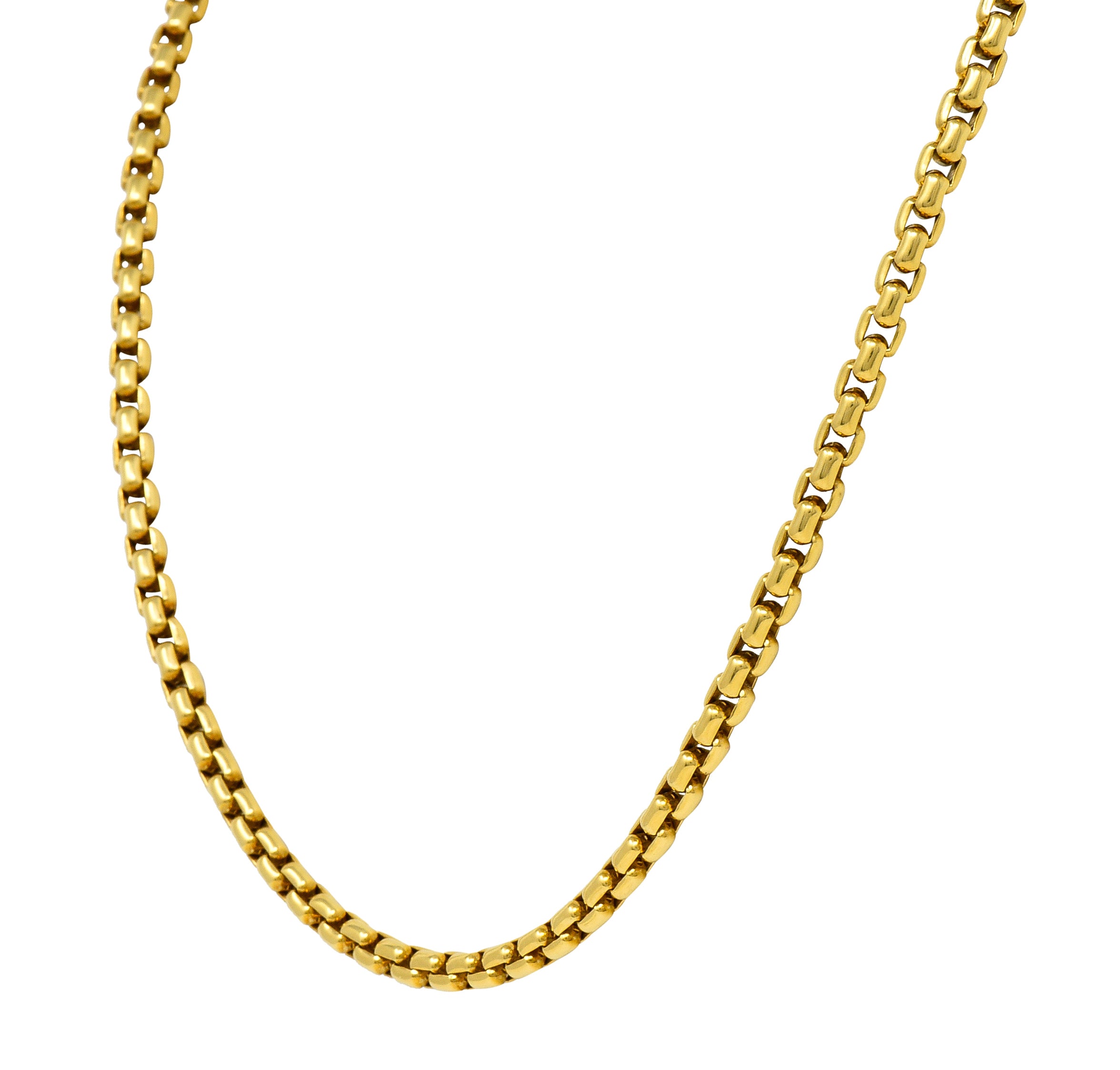 Tiffany & Co 1970's 18 Karat Yellow Gold Vintage Box Chain Necklace Wilson's Estate Jewelry