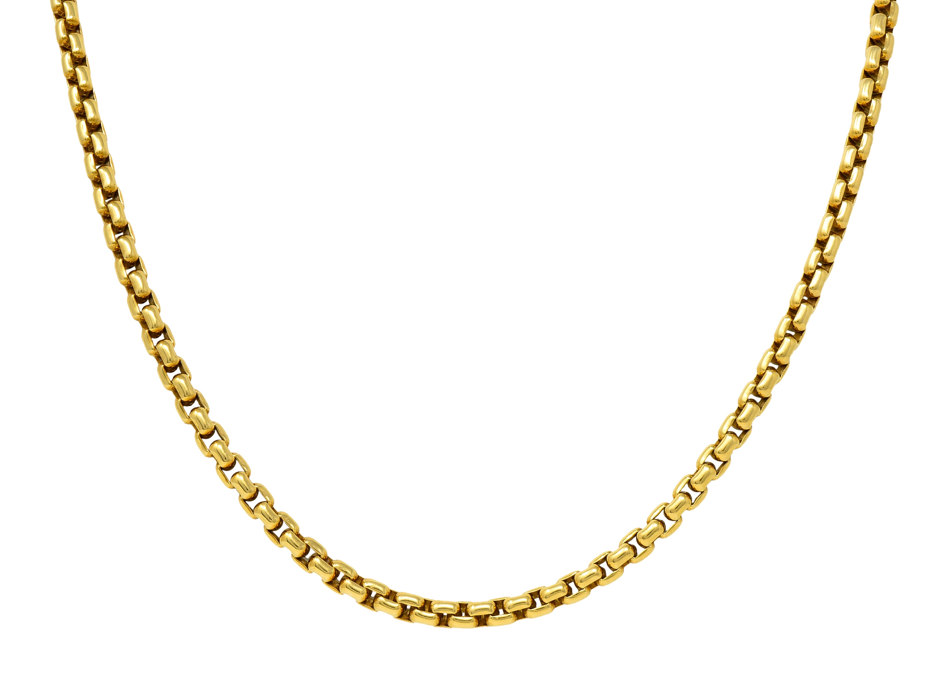 Tiffany & Co 1970's 18 Karat Yellow Gold Vintage Box Chain Necklace Wilson's Estate Jewelry