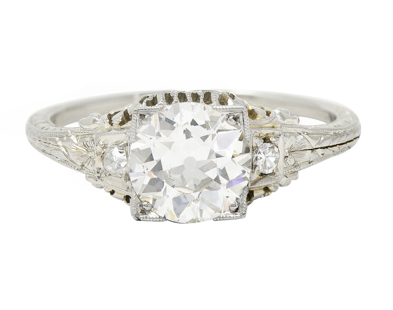 Art Deco Floral Engagement Ring