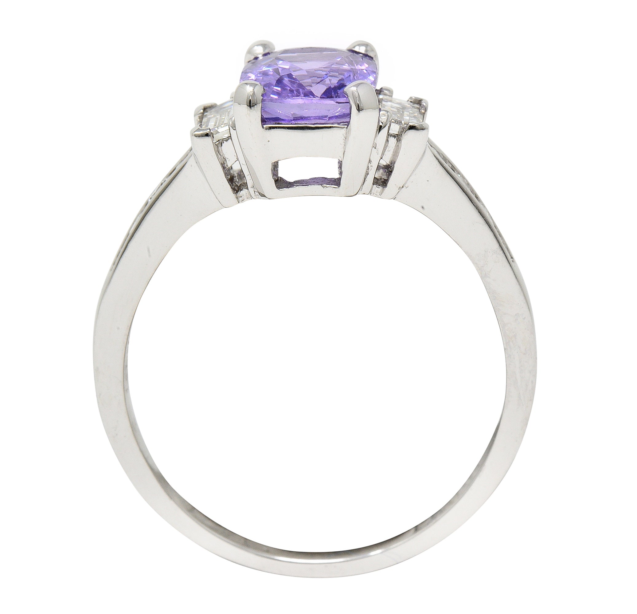 Contemporary 3.12 CTW Purple Sapphire Diamond 18 Karat White Gold Gemstone Ring GIA Wilson's Estate Jewelry