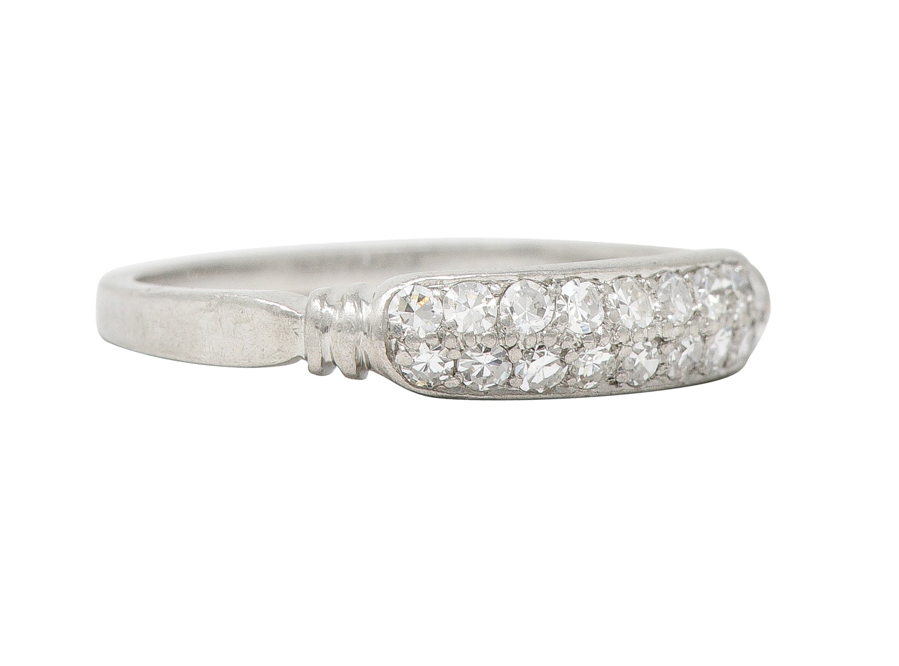 Cartier Art Deco 0.45 CTW Diamond Platinum Double Row Vintage Stacking Wedding Vintage Band Ring Wilson's Estate Jewelry