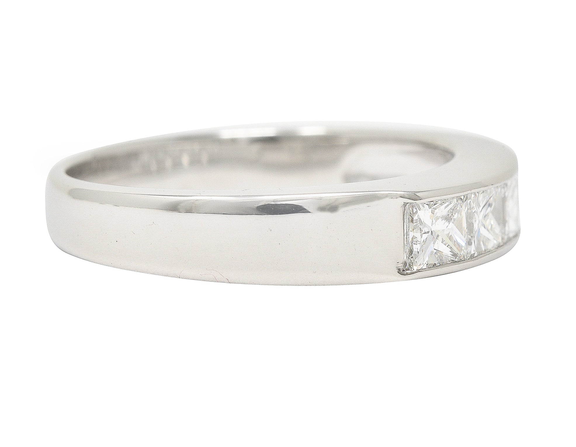 Contemporary 1.03 CTW Princess Cut Diamond Platinum Channel Band Ring Wilson's Estate Jewelry