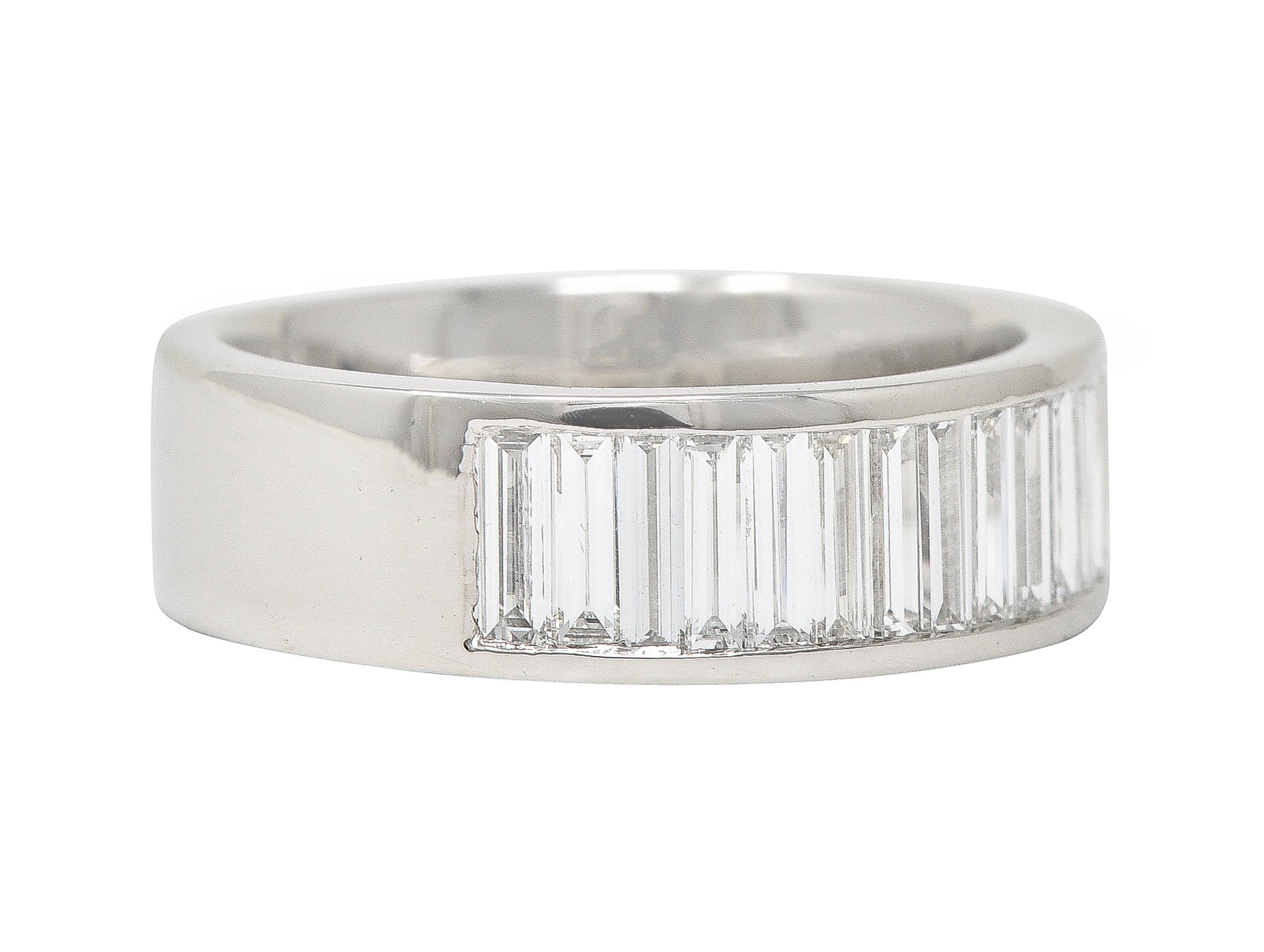 .11111 Contemporary 1.50 CTW Baguette Cut DiamondPlatinum Channel Band Ring Wilson's Estate Jewelry