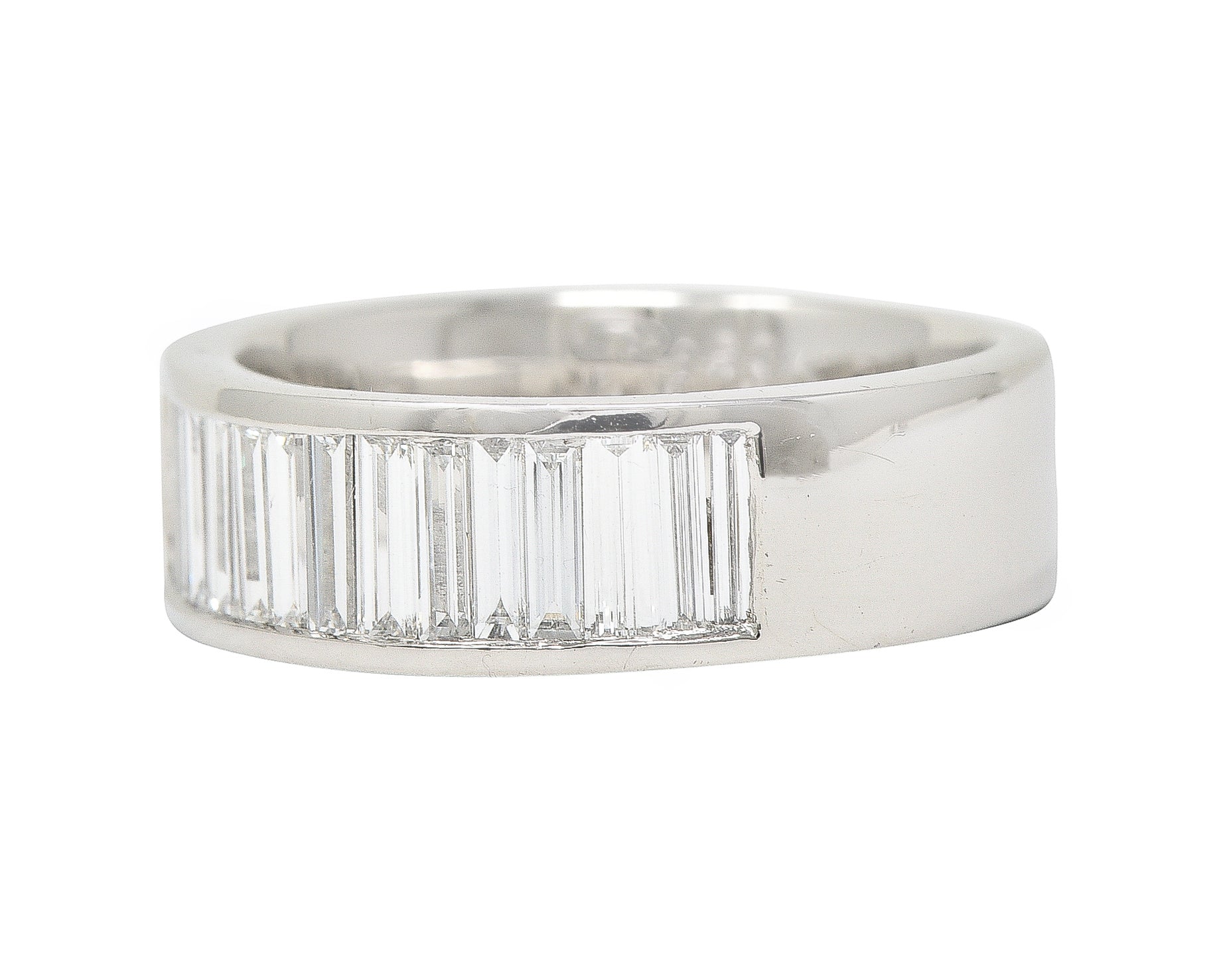 .11111 Contemporary 1.50 CTW Baguette Cut DiamondPlatinum Channel Band Ring Wilson's Estate Jewelry