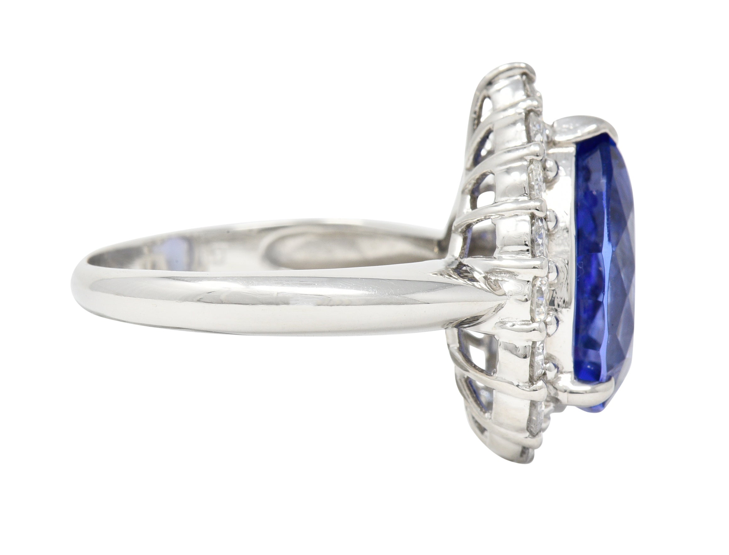 Contemporary 7.54 CTW Pear Cut Tanzanite Diamond Platinum Halo Ring Wilson's Estate Jewelry