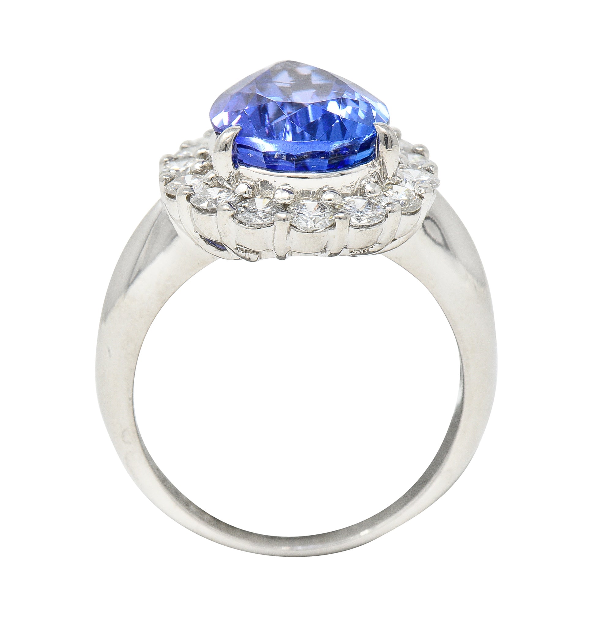 Contemporary 7.54 CTW Pear Cut Tanzanite Diamond Platinum Halo Ring Wilson's Estate Jewelry