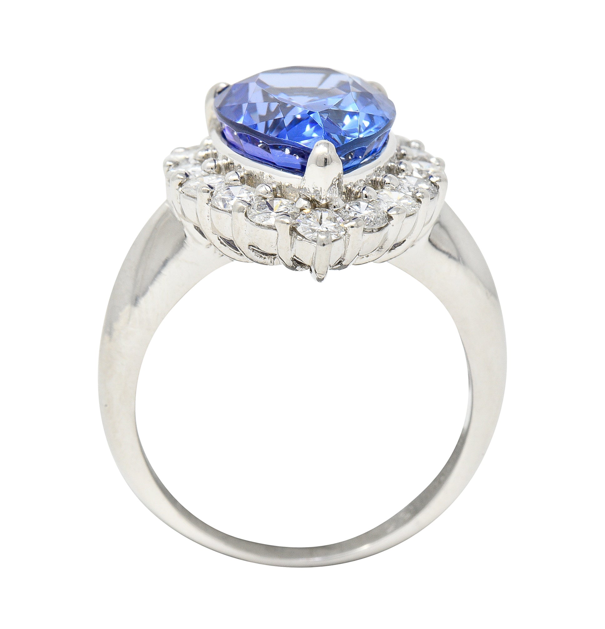 Contemporary 7.54 CTW Pear Cut Tanzanite Diamond Platinum Halo Ring Wilson's Estate Jewelry