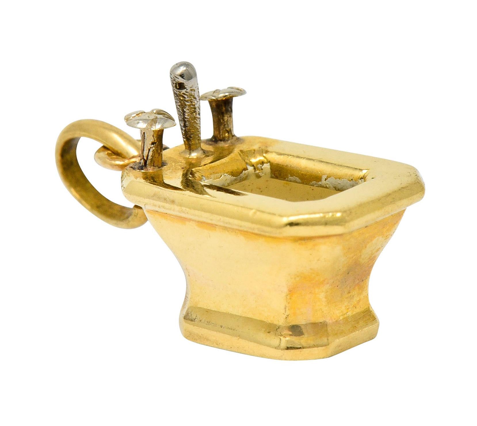 French Art Deco Enamel 18 Karat Gold Powder Room Bidet Charm