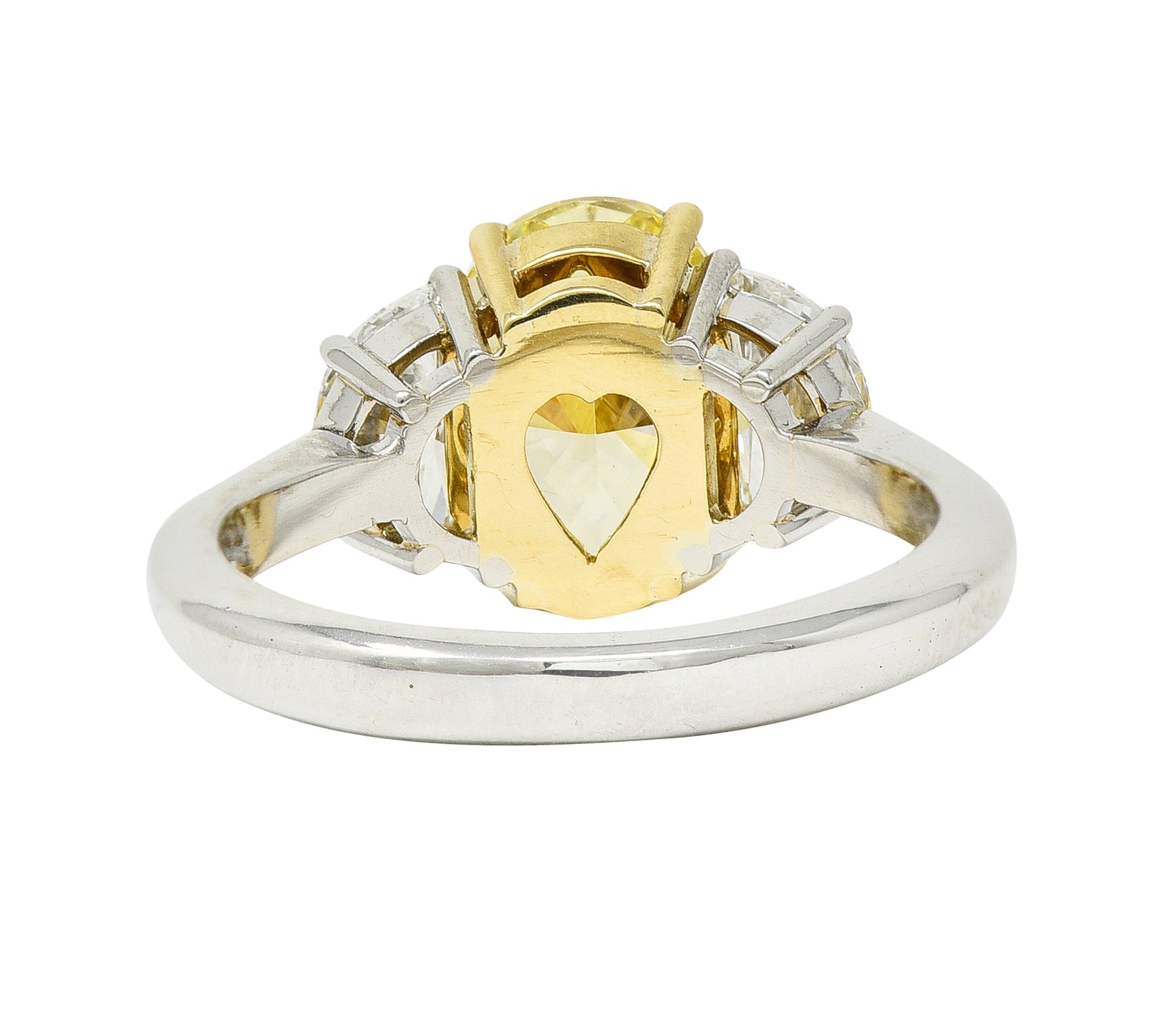 3.55 CTW Natural Fancy Intense Yellow Diamond Platinum 18 Karat Gold Ring GIA Wilson's Estate Jewelry