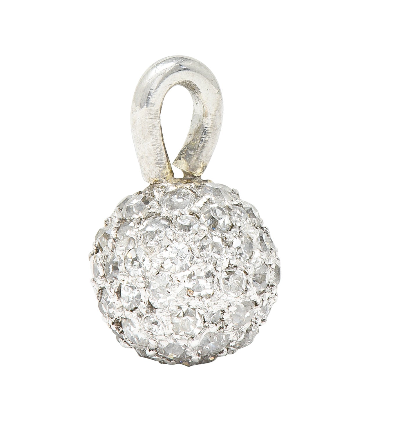 Cartier Edwardian 1.00 CTW Pavé Diamond Platinum Antique Ball Charm Wilson's Estate Jewelry