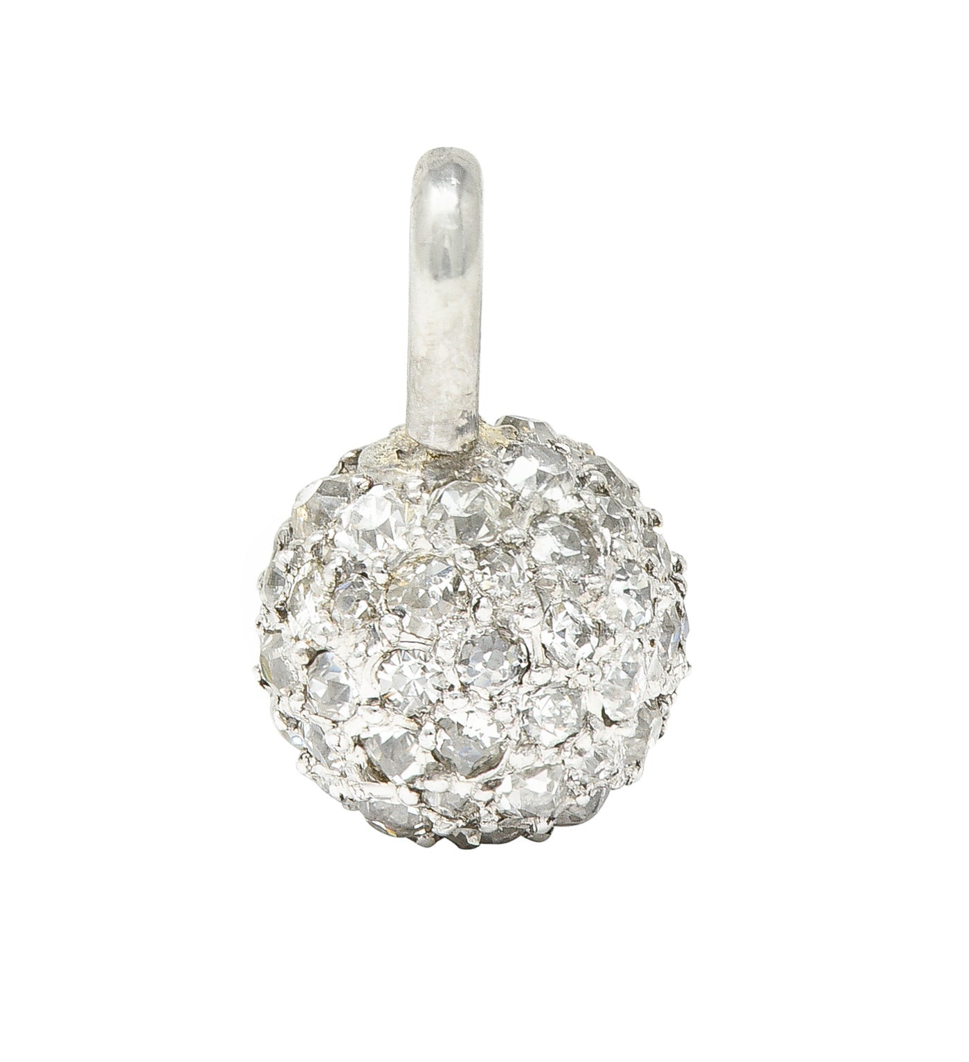 Cartier Edwardian 1.00 CTW Pavé Diamond Platinum Antique Ball Charm Wilson's Estate Jewelry