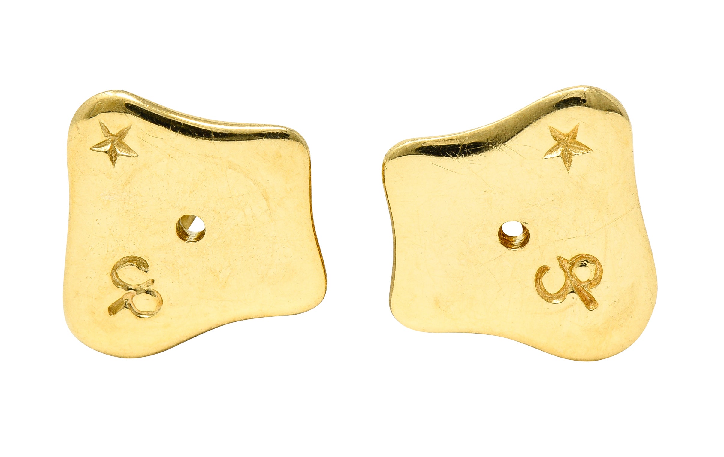 H.Stern Contemporary 0.94 CTW Diamond 18 Karat Two-Tone Gold Golden Stones  Dome Stud Earrings Wilson's Estate Jewelry