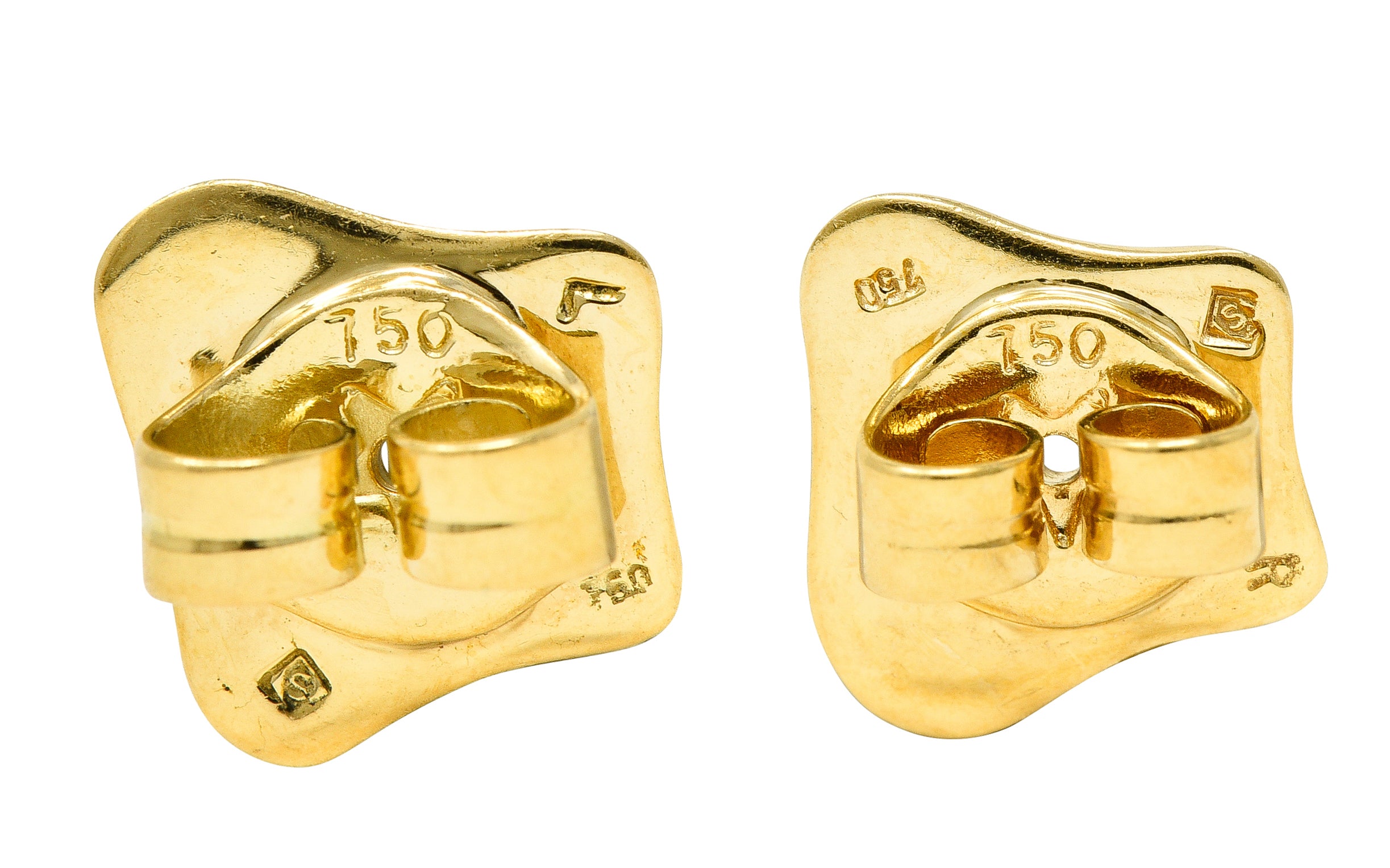 H.Stern Contemporary 0.94 CTW Diamond 18 Karat Two-Tone Gold Golden Stones  Dome Stud Earrings Wilson's Estate Jewelry