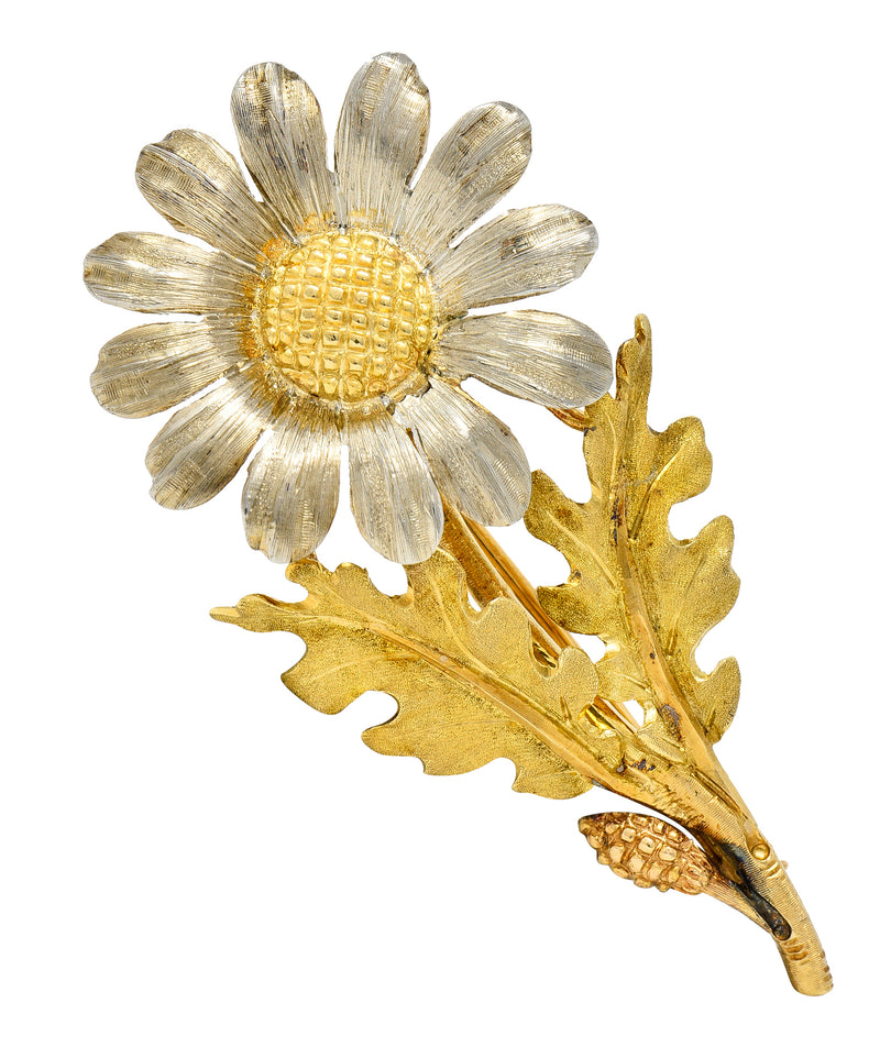 DSF Antique Jewelry Buccellati Gold Silver Thistle Flower Brooch Pin